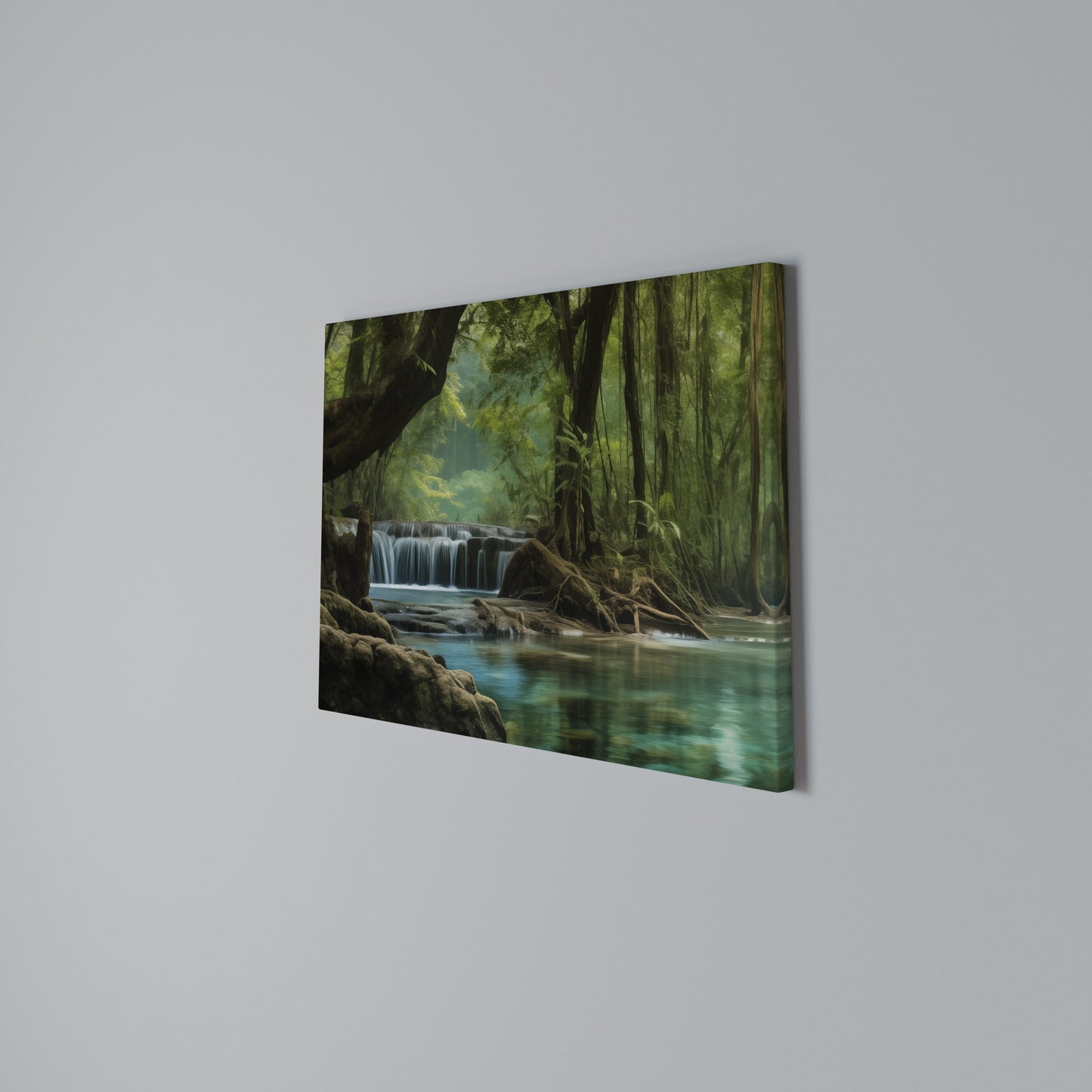 TRANQUIL WATERFALL ESCAPE Stampa su tela orizzontale