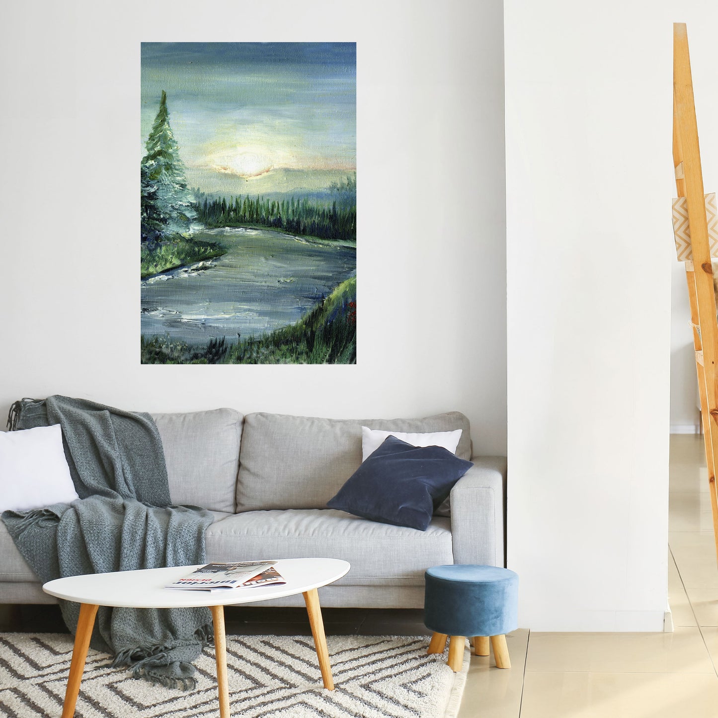 Poster verticale staccabile e attaccabile TRAMONTO NELLA FORESTA