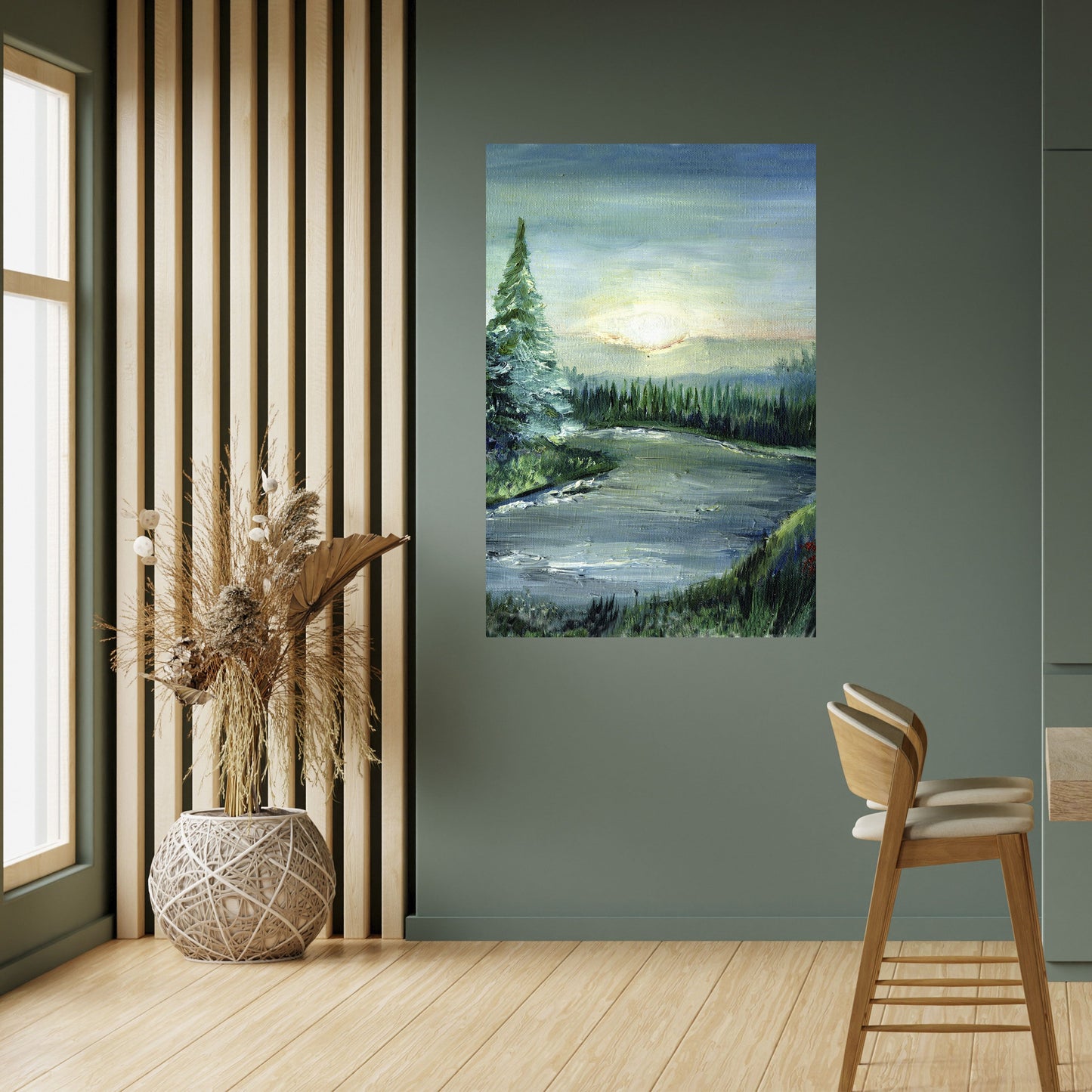 Poster verticale staccabile e attaccabile TRAMONTO NELLA FORESTA