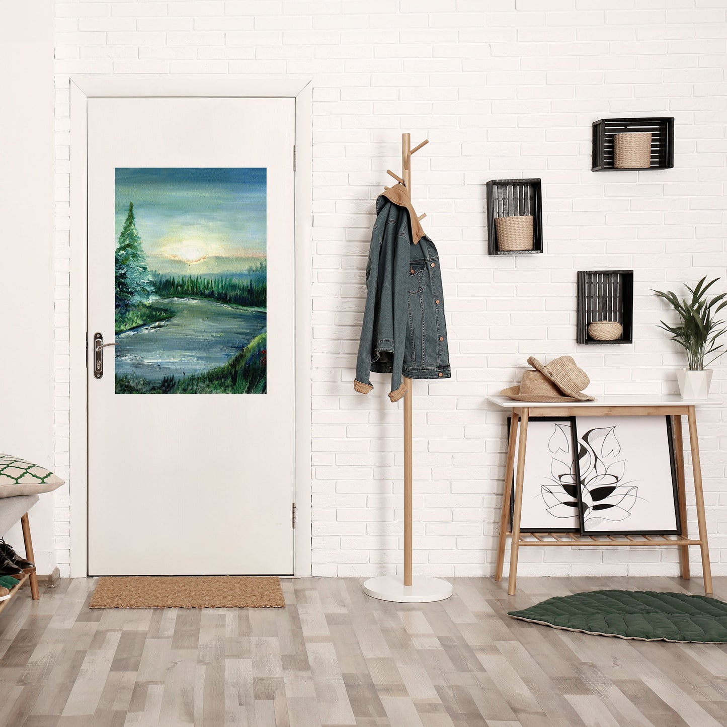 Poster verticale staccabile e attaccabile TRAMONTO NELLA FORESTA