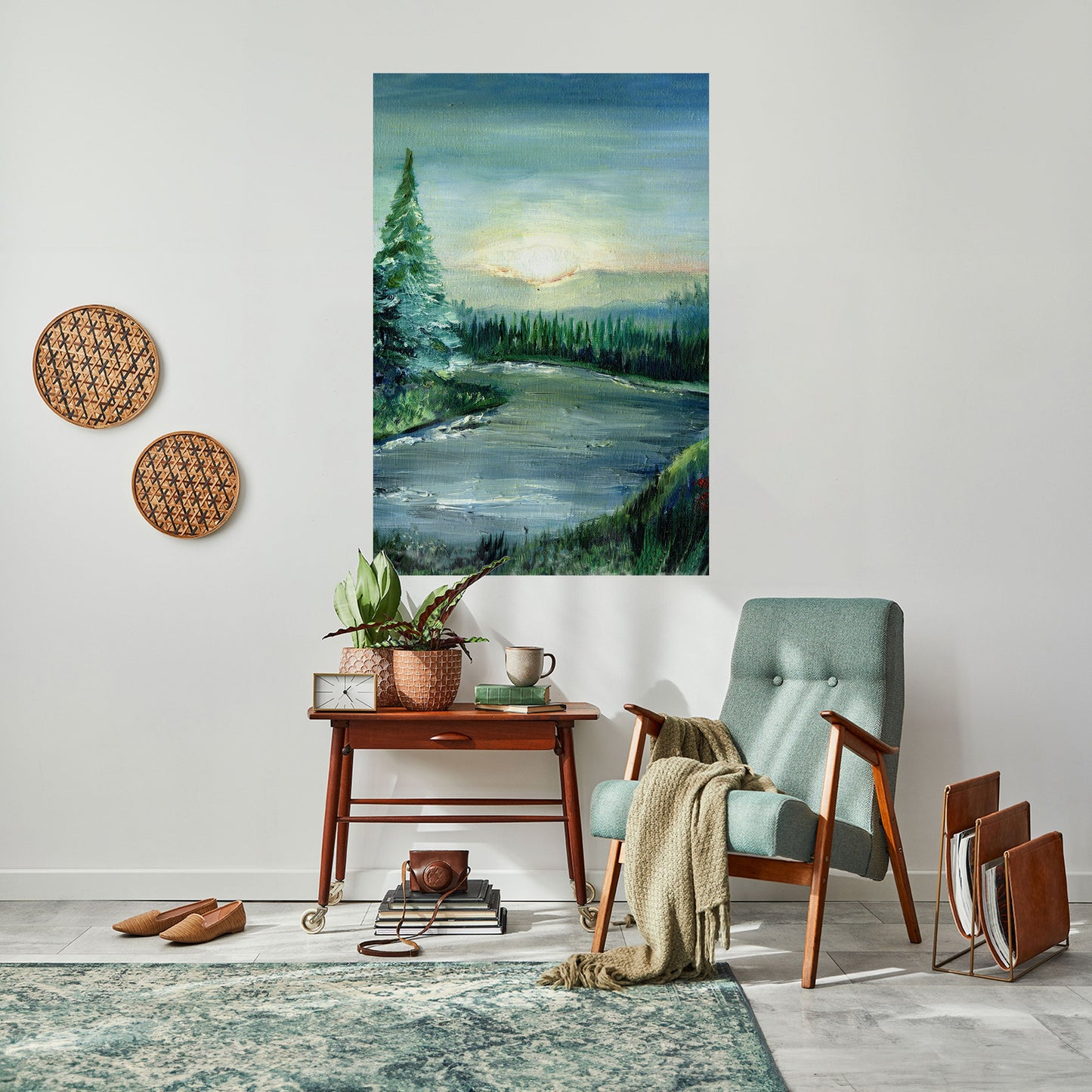 Poster verticale staccabile e attaccabile TRAMONTO NELLA FORESTA