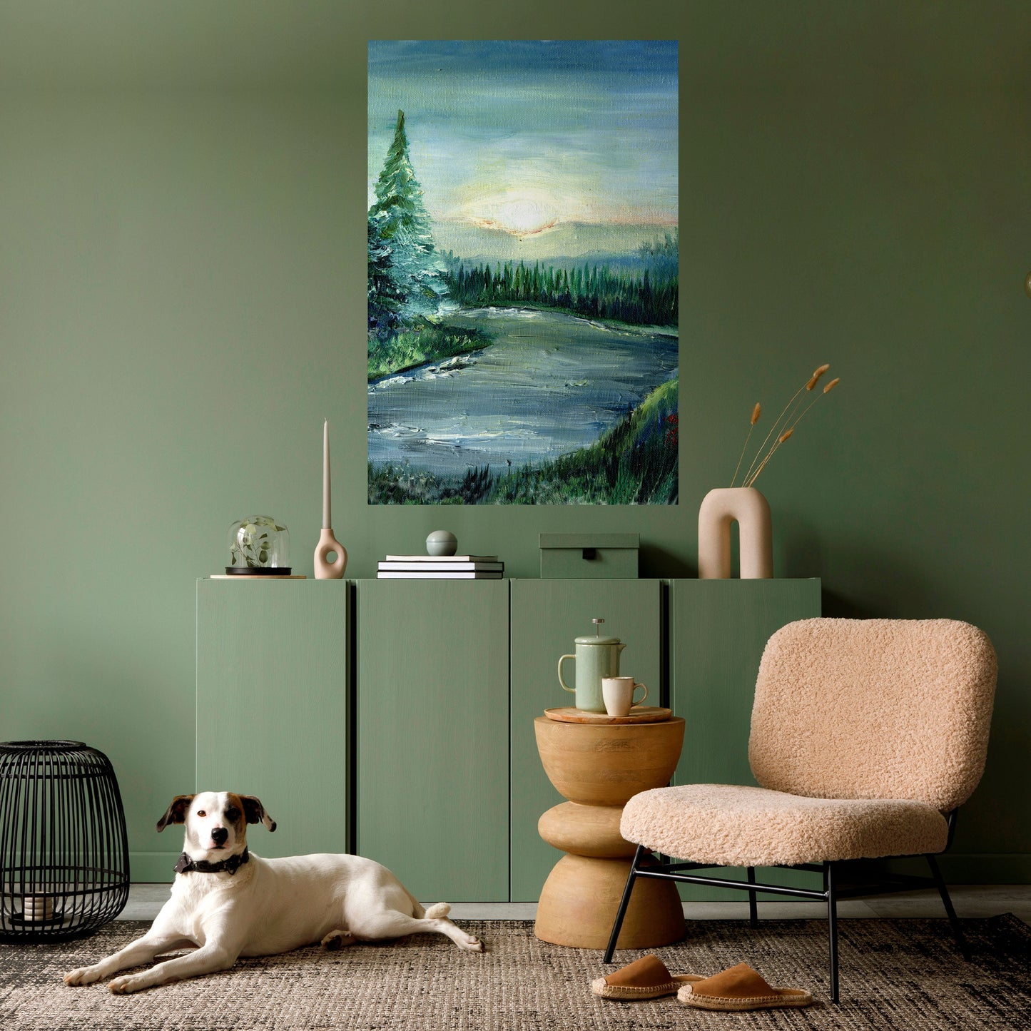 Poster verticale staccabile e attaccabile TRAMONTO NELLA FORESTA
