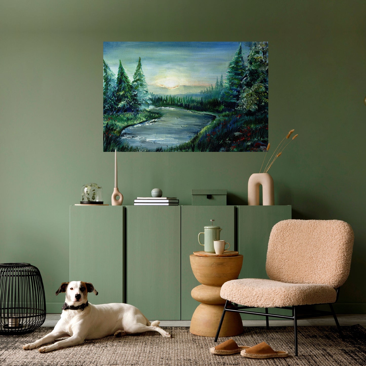 Poster orizzontale staccabile e attaccabile TRAMONTO NELLA FORESTA