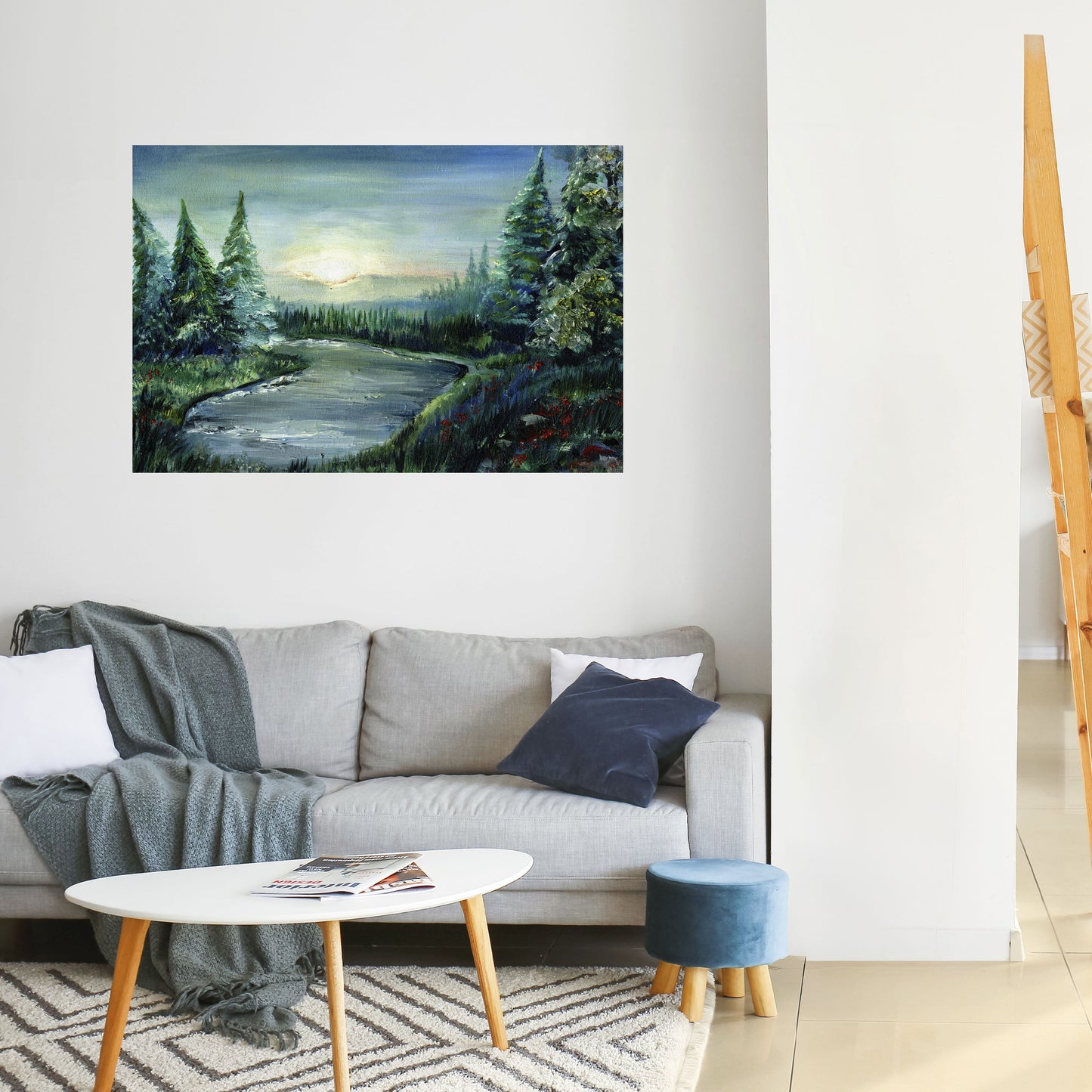 Poster orizzontale staccabile e attaccabile TRAMONTO NELLA FORESTA