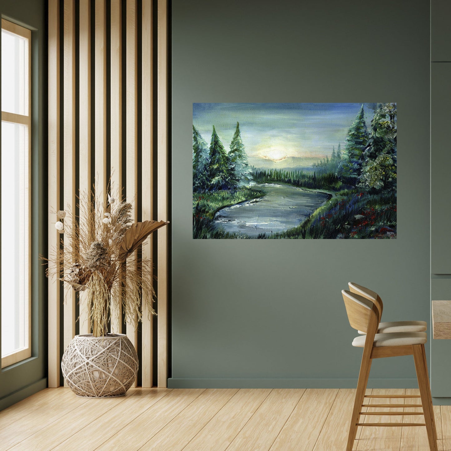 Poster orizzontale staccabile e attaccabile TRAMONTO NELLA FORESTA