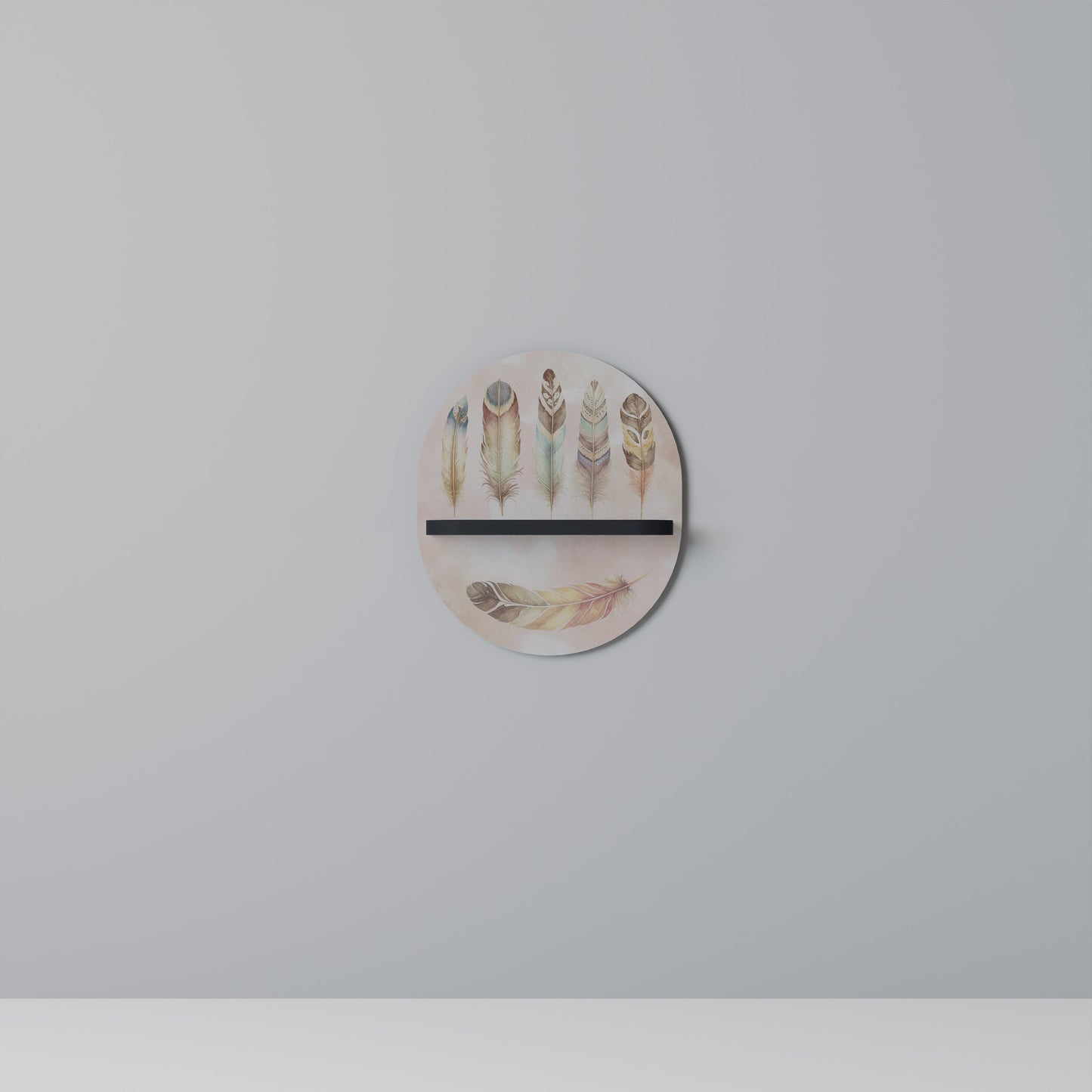 THE DELIQUESCE Oval Art Shelf In Black Finish