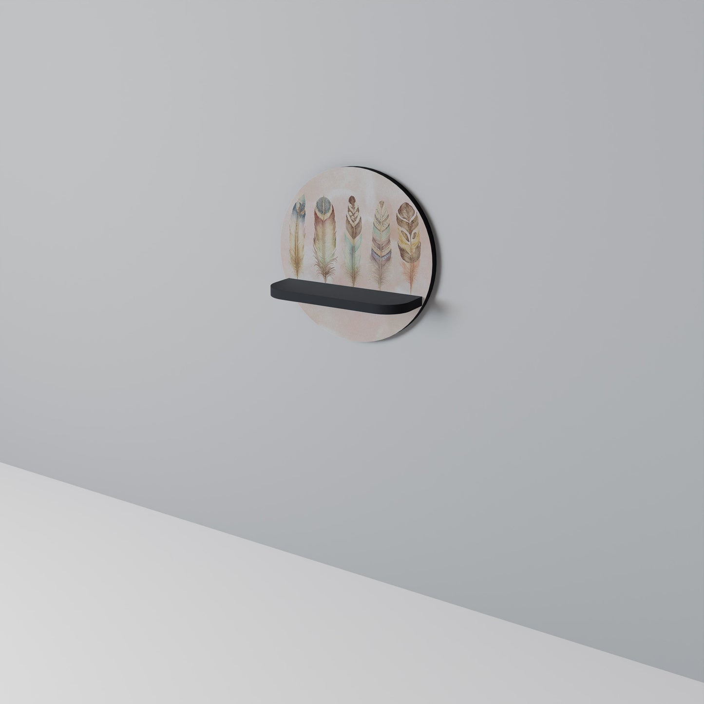 THE DELIQUESCE Round Art Shelf In Black Finish