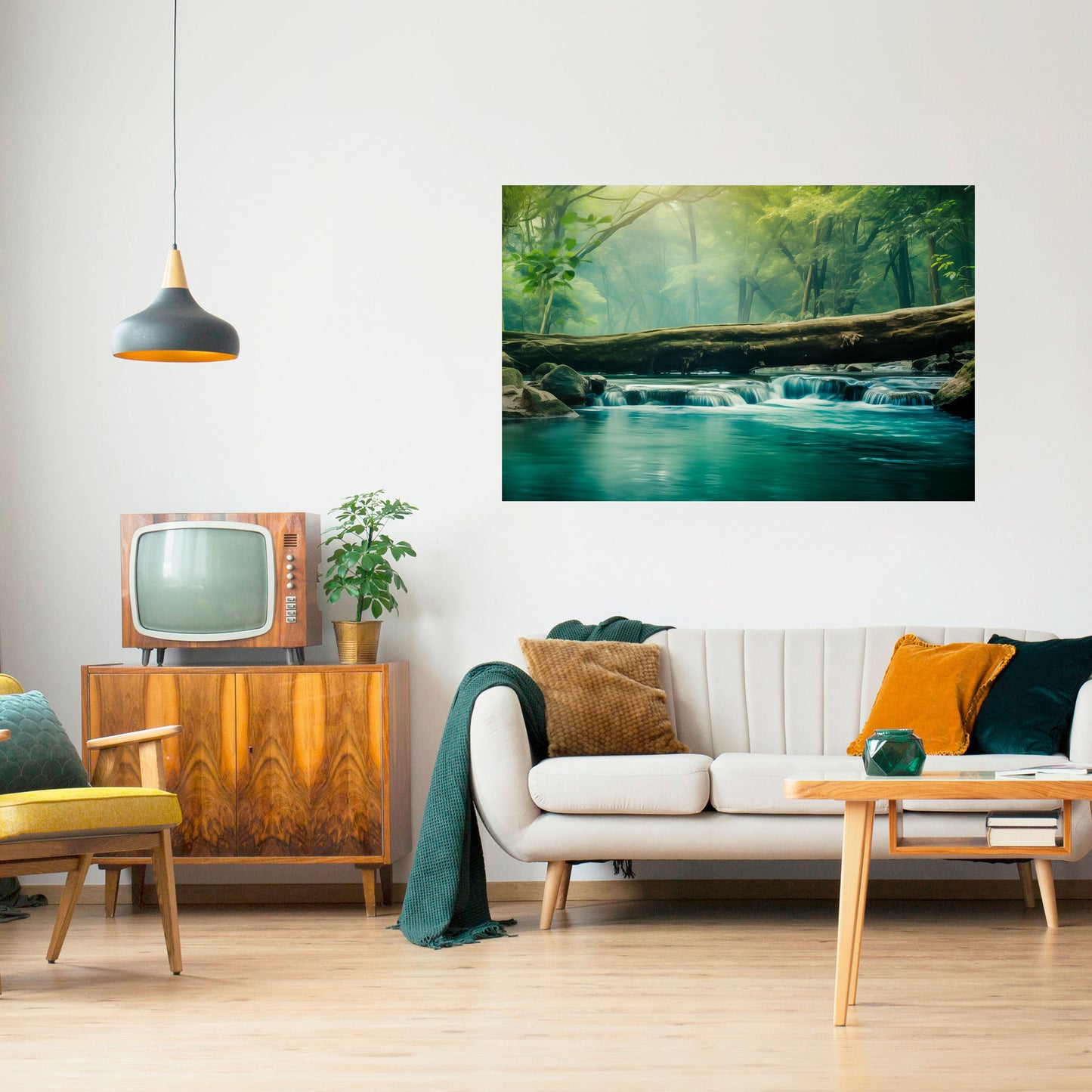 Poster orizzontale staccabile e attaccabile DREAMY WATERFALL GLIMMER
