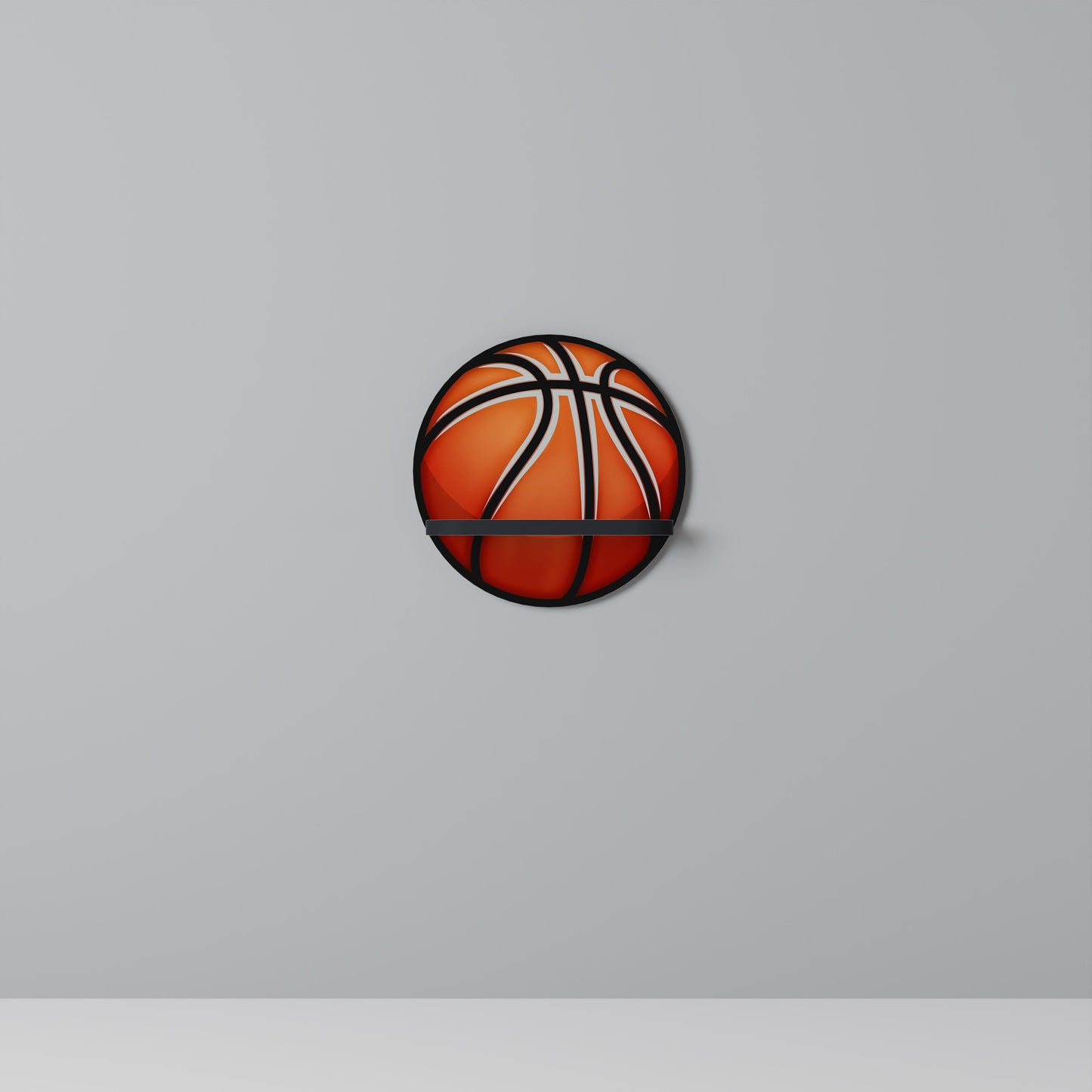 BASKETBALL LUST Round Art Shelf In Black Finish
