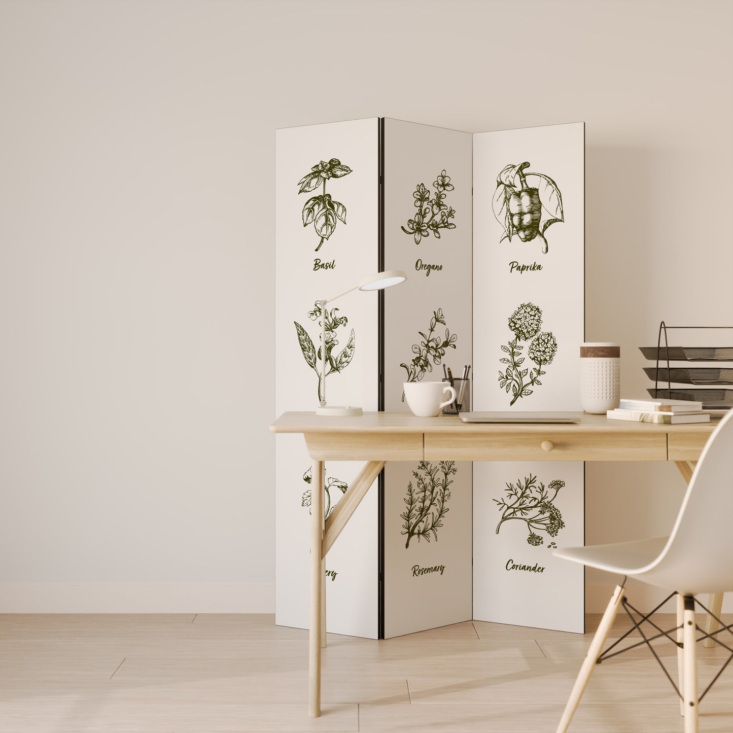 HERBAL FINESSE - ENG Divisorio decorativo per ambienti a 3 pannelli