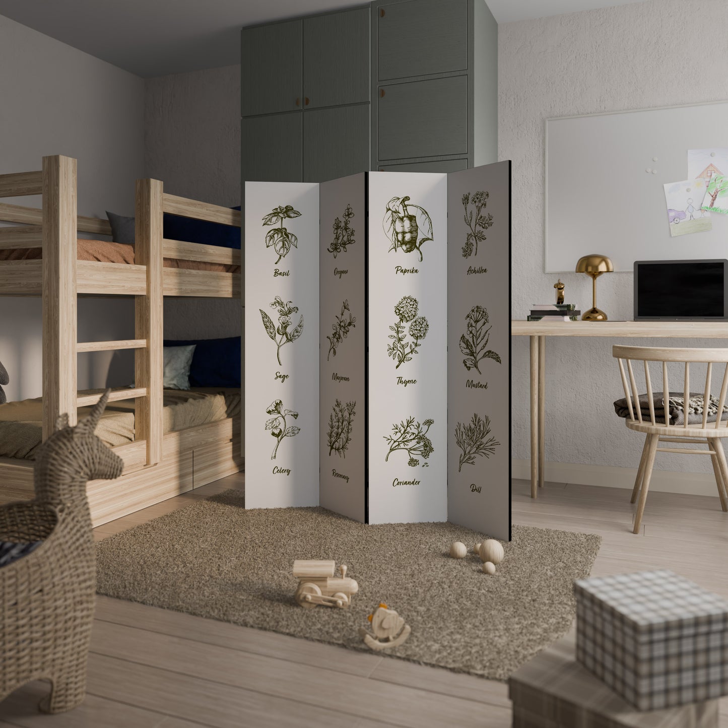 HERBAL FINESSE - ENG Divisorio decorativo per ambienti a 4 pannelli