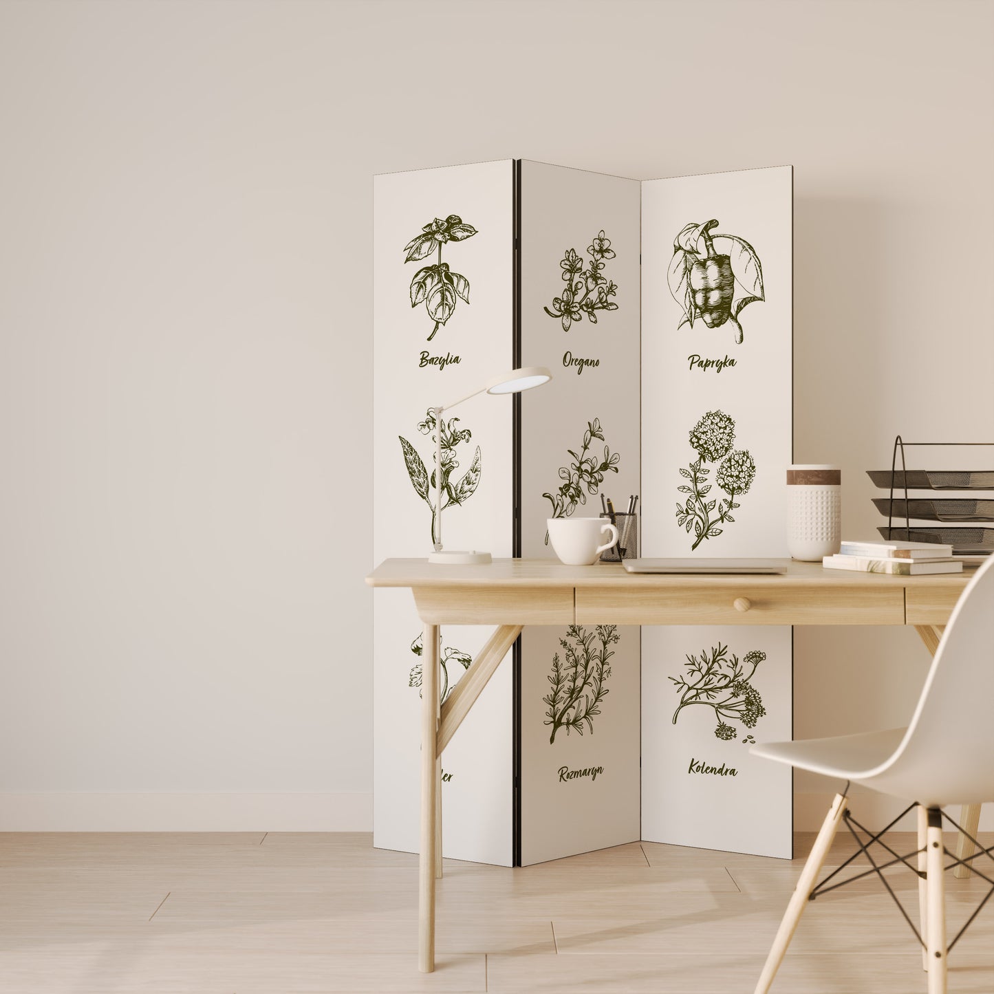 WHISPERS OF WILD HERBS Divisorio decorativo per ambienti a 3 pannelli