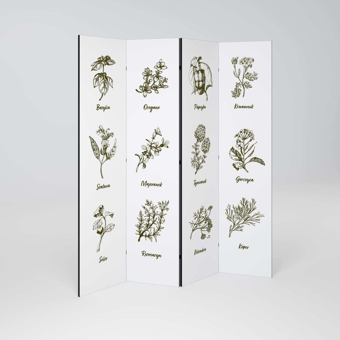 WHISPERS OF WILD HERBS Divisorio decorativo per ambienti a 4 pannelli