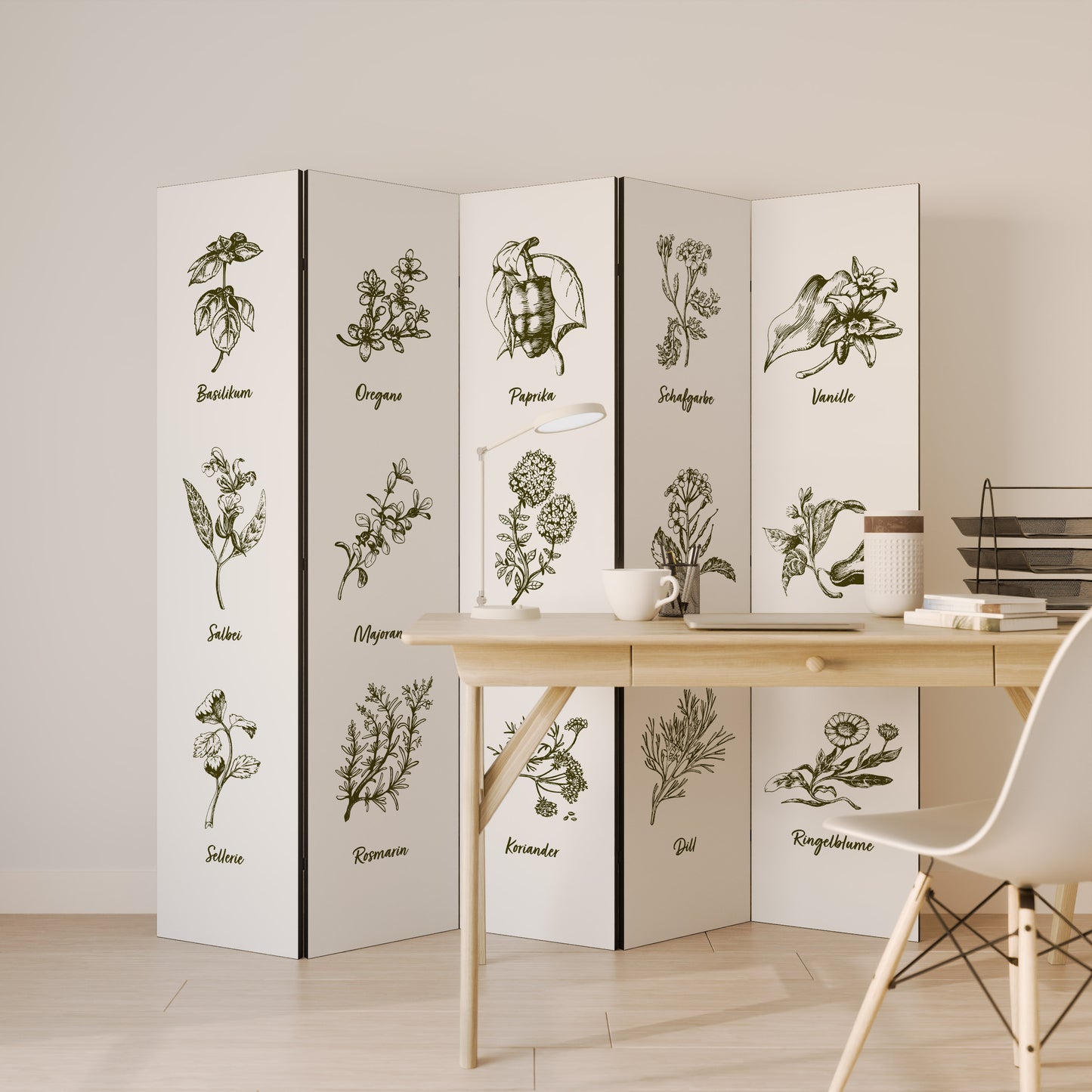 HERBAL FINESSE - DE Divisorio decorativo per ambienti a 5 pannelli