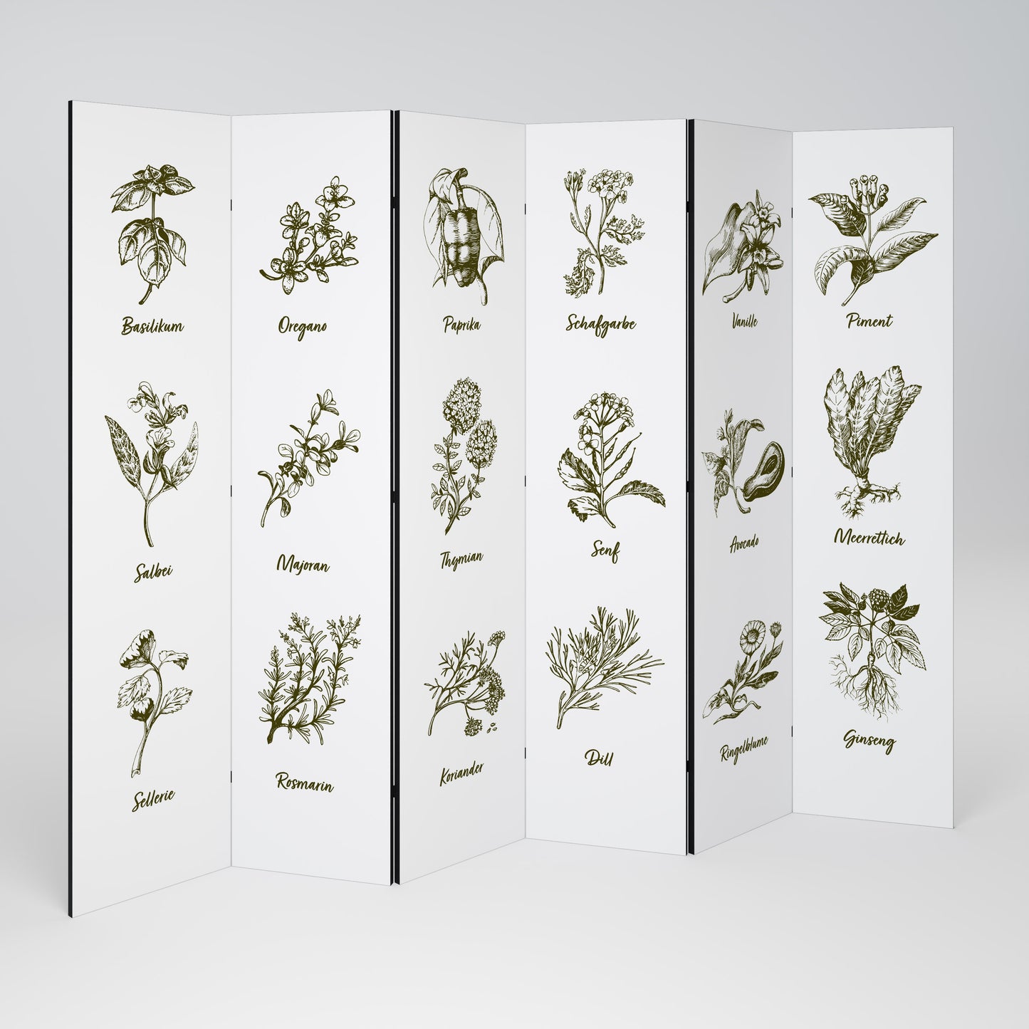 HERBAL FINESSE - DE Divisorio decorativo per ambienti a 6 pannelli