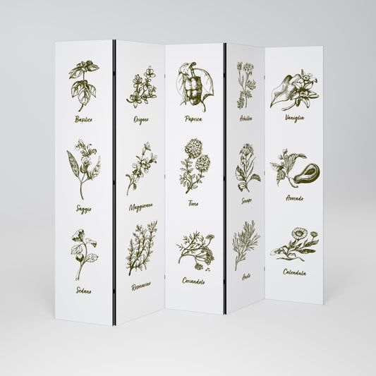 HERBAL FINESSE - IT Divisorio decorativo per ambienti a 5 pannelli