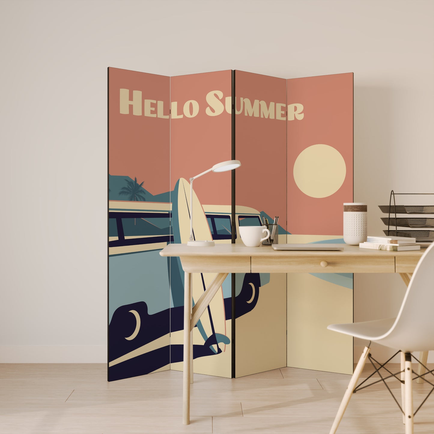HELLO SUMMER Divisorio decorativo per ambienti a 4 pannelli