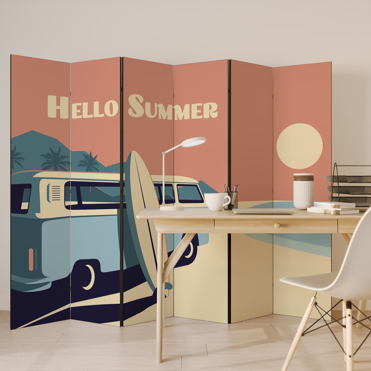 HELLO SUMMER Divisorio decorativo per ambienti a 6 pannelli