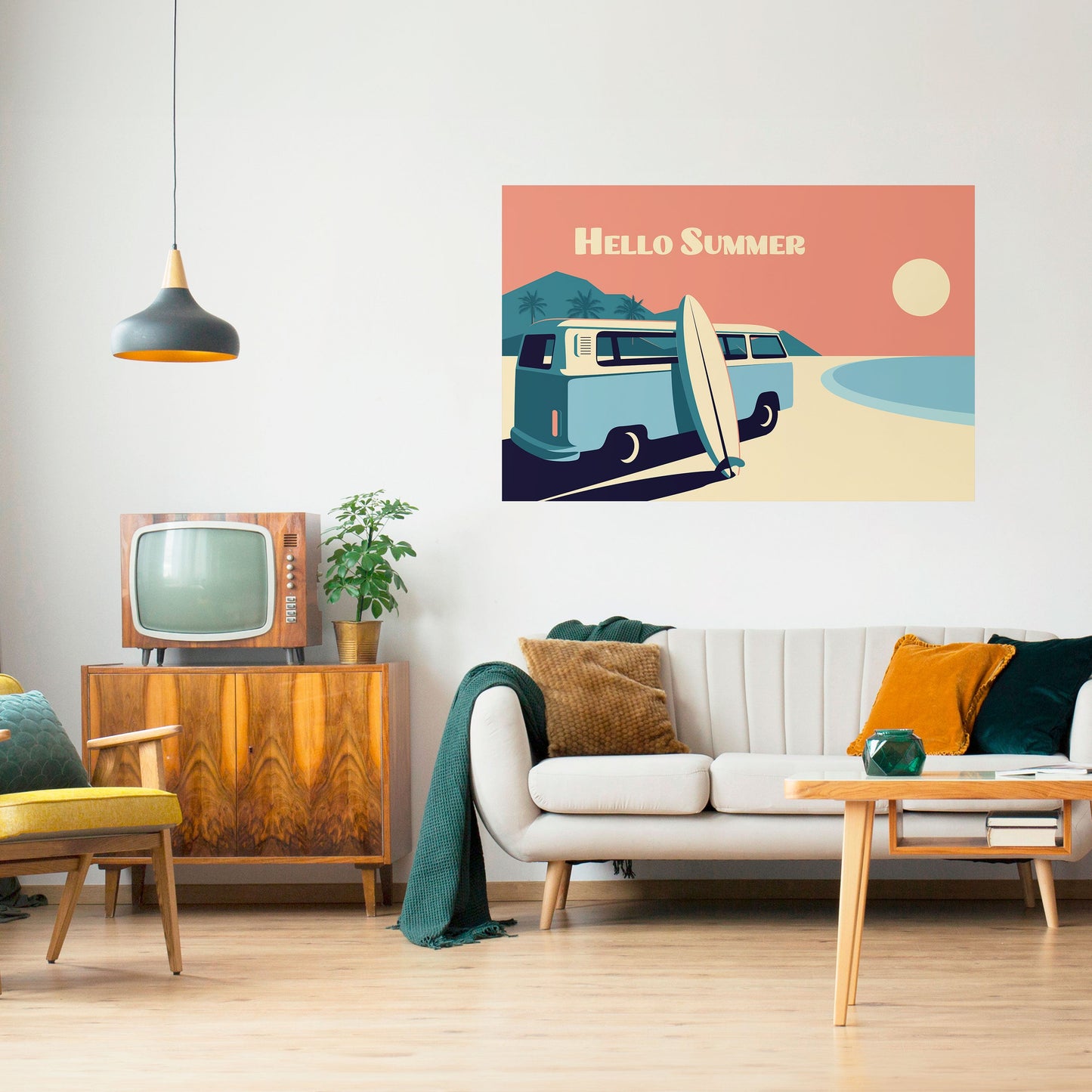 HELLO SUMMER Poster orizzontale staccabile e attaccabile
