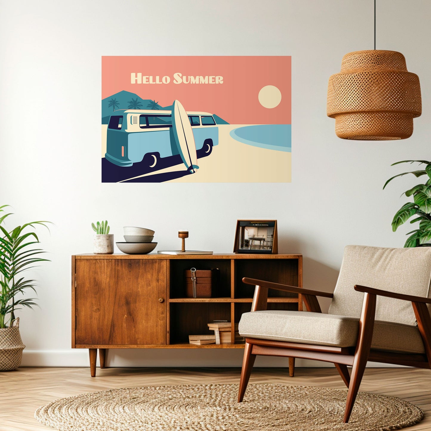 HELLO SUMMER Poster orizzontale staccabile e attaccabile