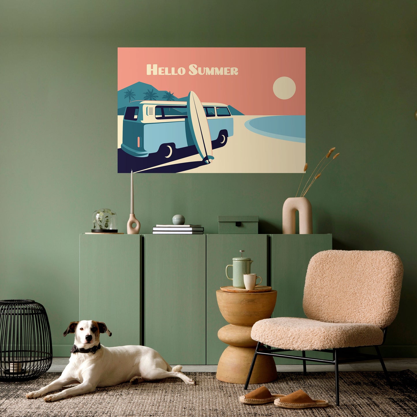 HELLO SUMMER Poster orizzontale staccabile e attaccabile