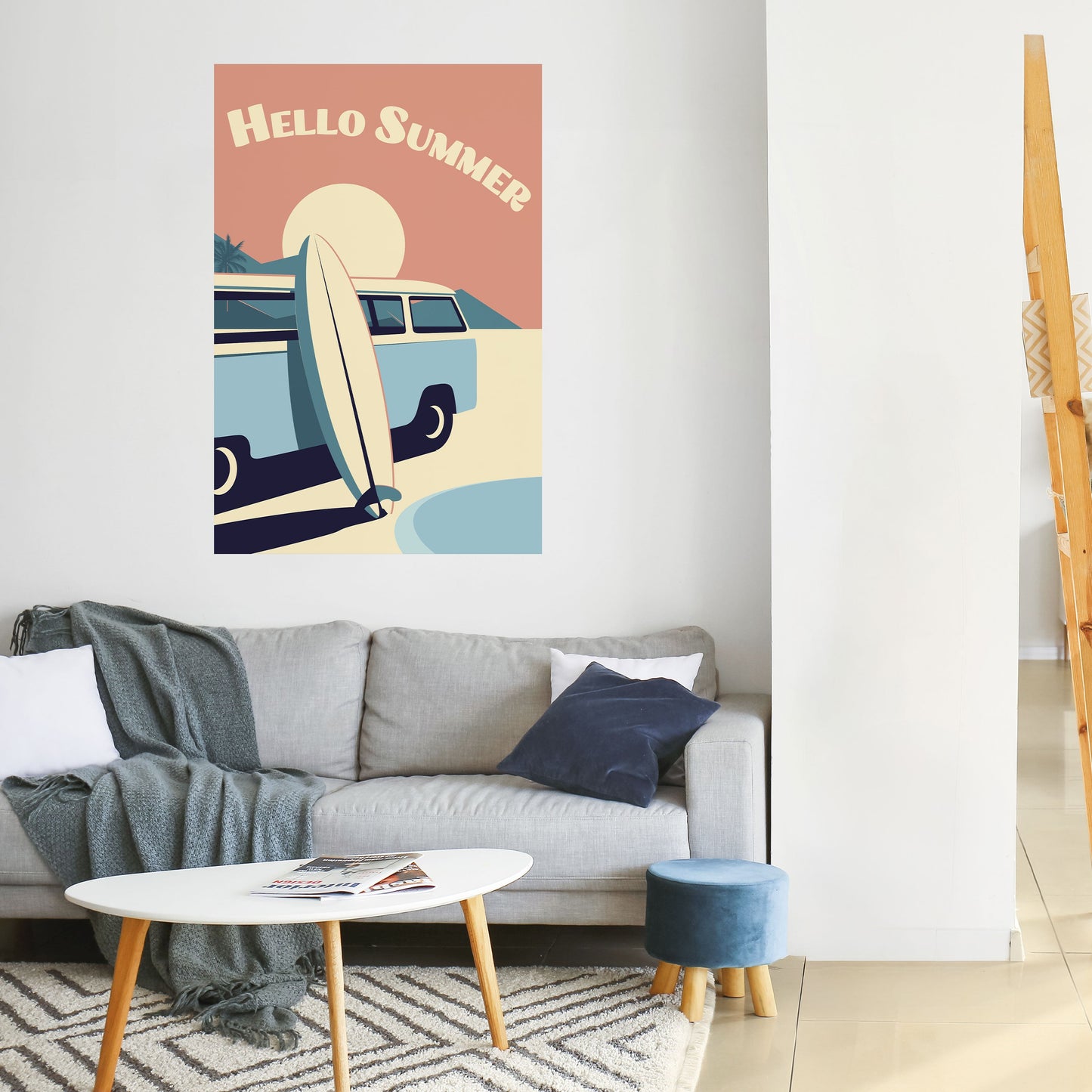 HELLO SUMMER Poster verticale staccabile e attaccabile