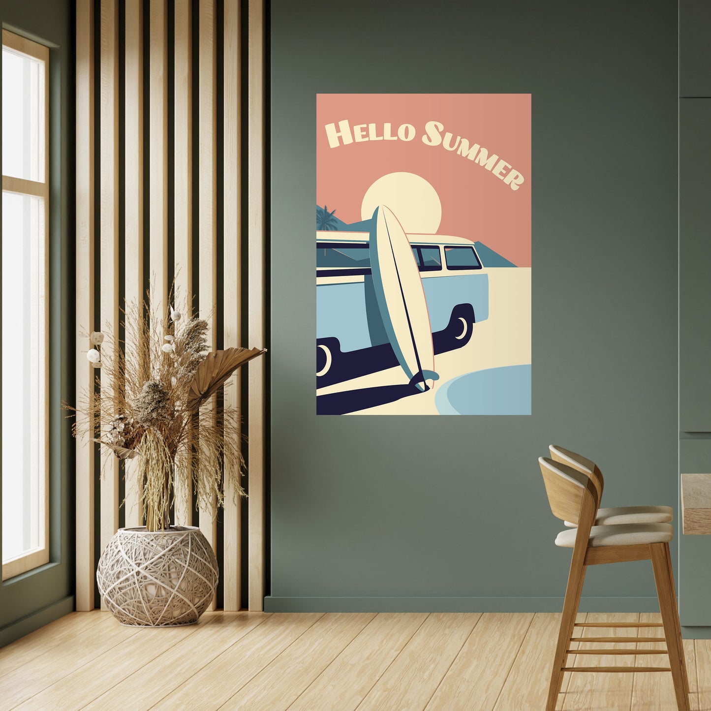 HELLO SUMMER Poster verticale staccabile e attaccabile