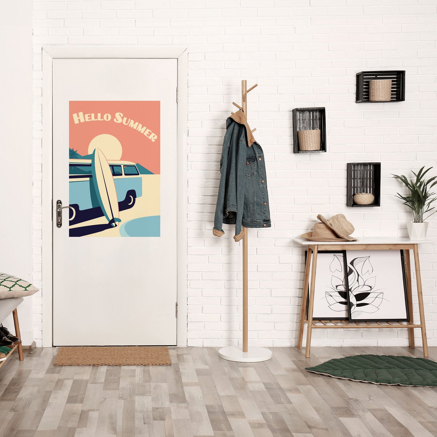 HELLO SUMMER Poster verticale staccabile e attaccabile