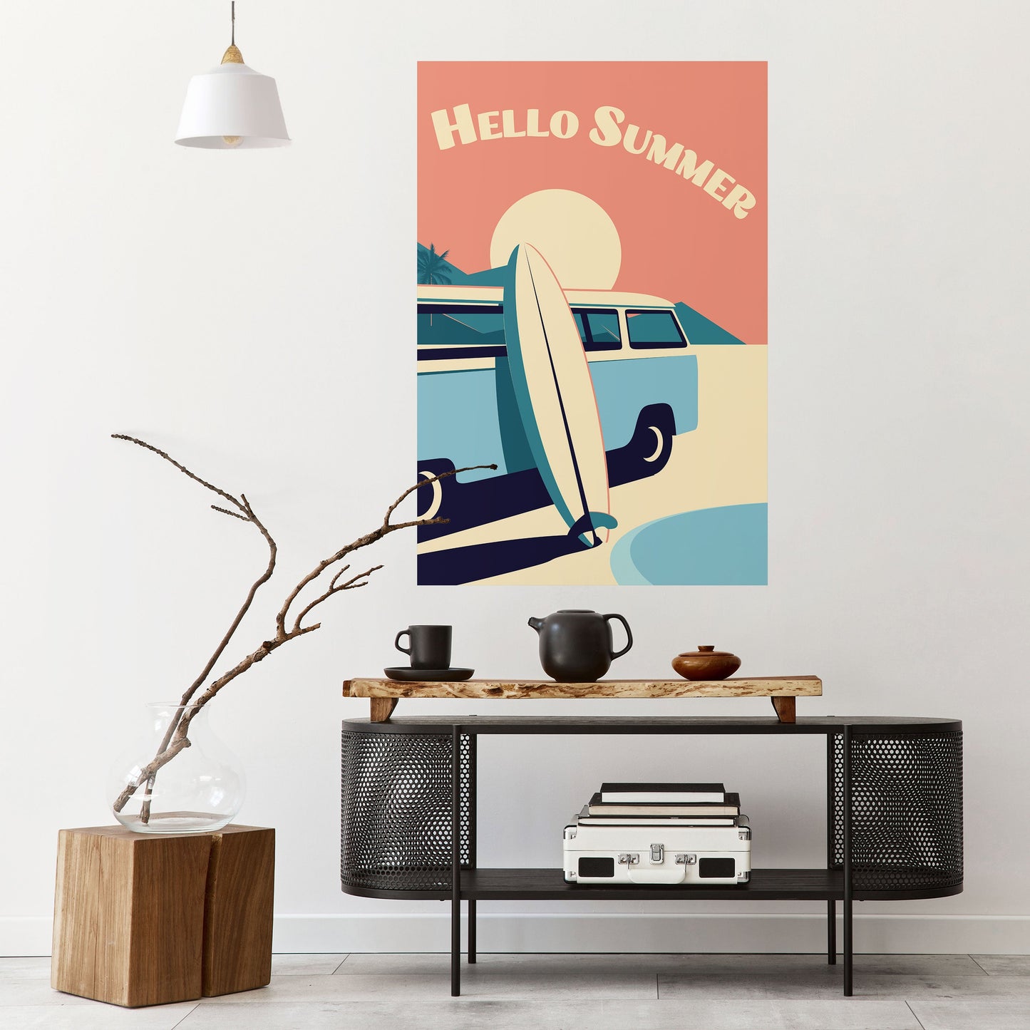 HELLO SUMMER Poster verticale staccabile e attaccabile