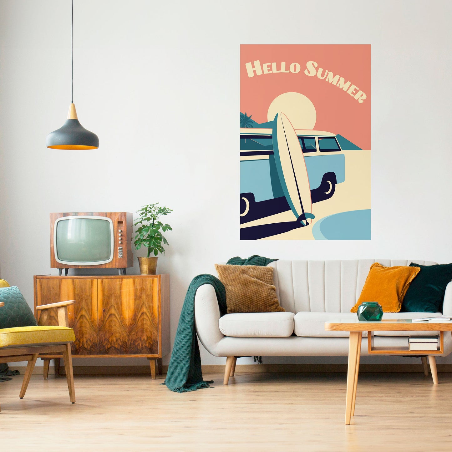 HELLO SUMMER Poster verticale staccabile e attaccabile