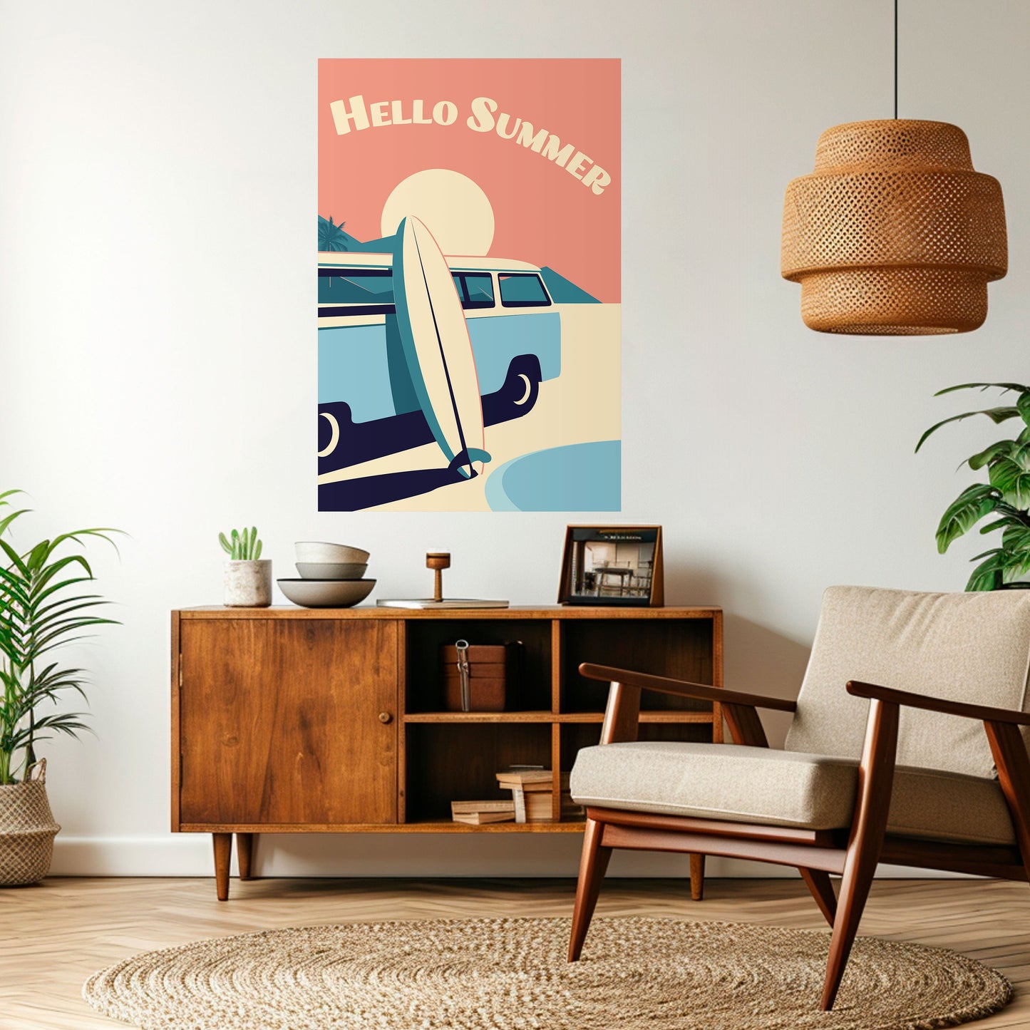 HELLO SUMMER Poster verticale staccabile e attaccabile
