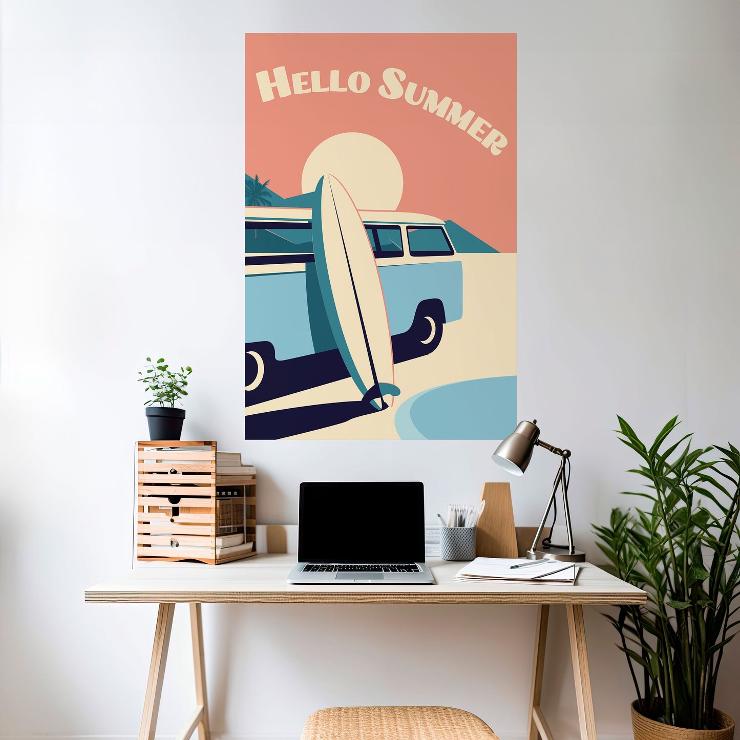 HELLO SUMMER Poster verticale staccabile e attaccabile