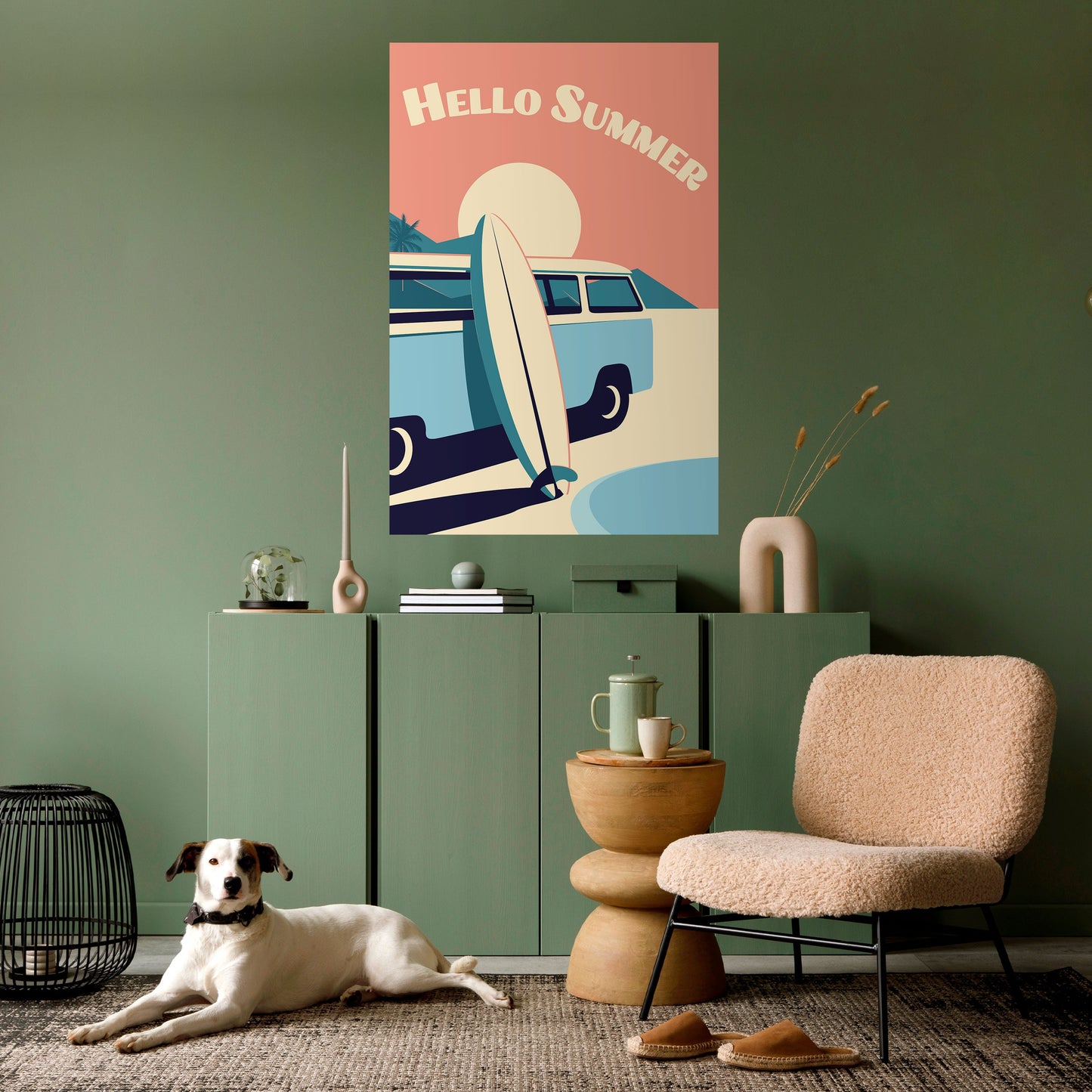 HELLO SUMMER Poster verticale staccabile e attaccabile