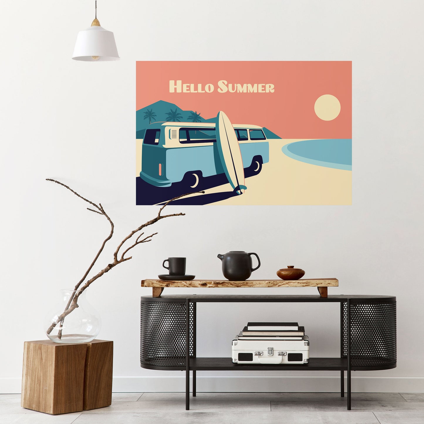 HELLO SUMMER Poster orizzontale staccabile e attaccabile