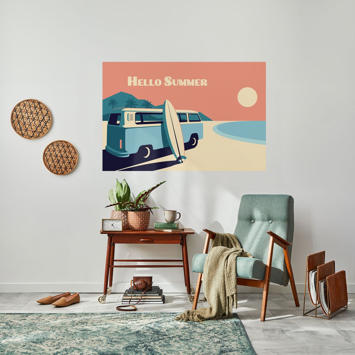 HELLO SUMMER Poster orizzontale staccabile e attaccabile