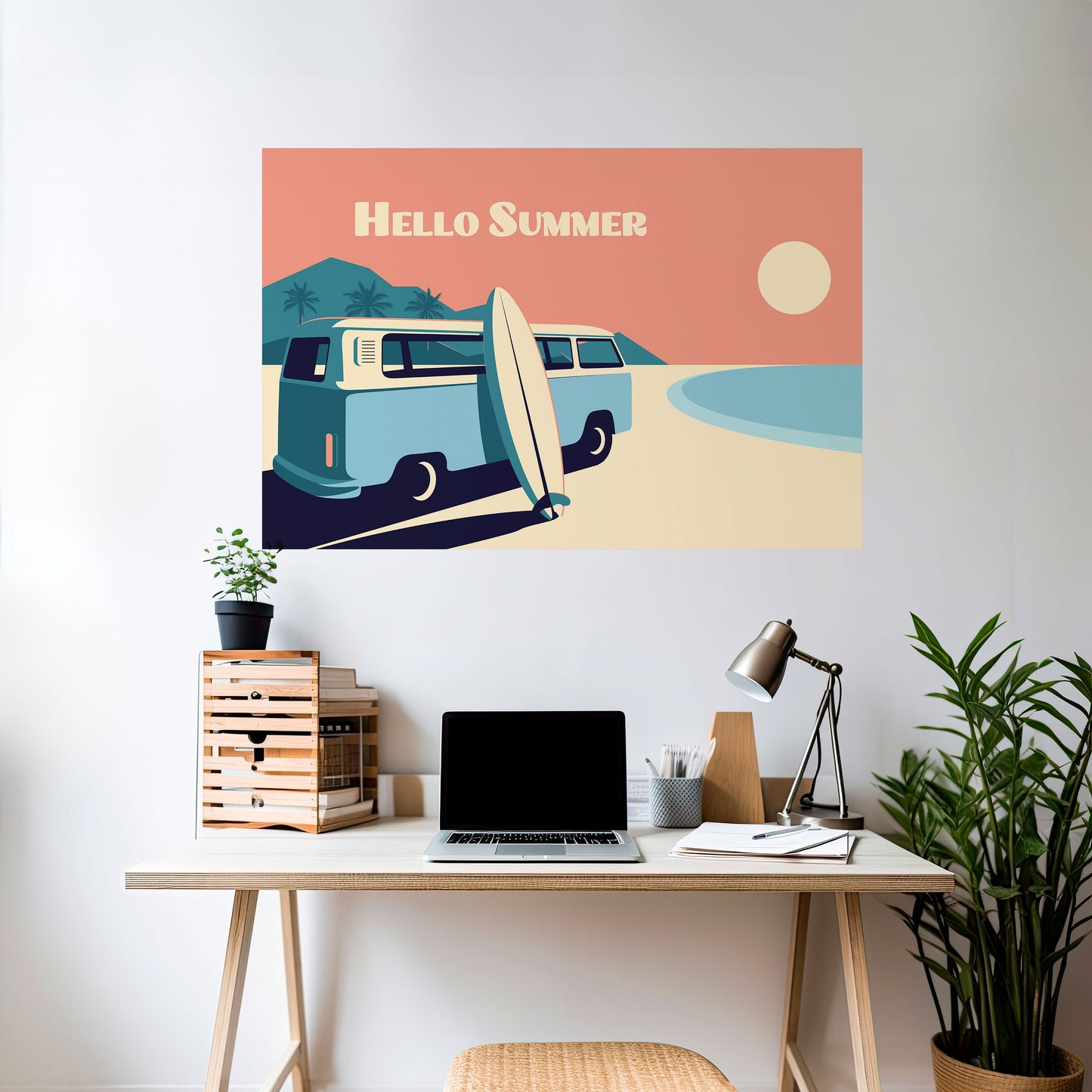 HELLO SUMMER Poster orizzontale staccabile e attaccabile