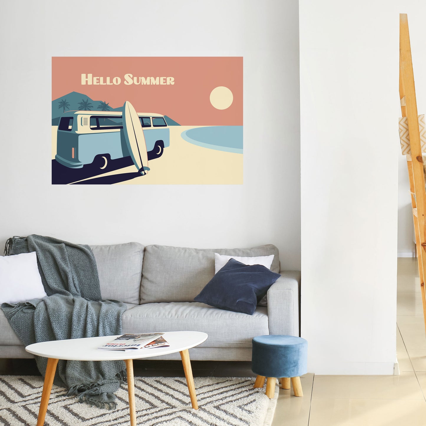 HELLO SUMMER Poster orizzontale staccabile e attaccabile
