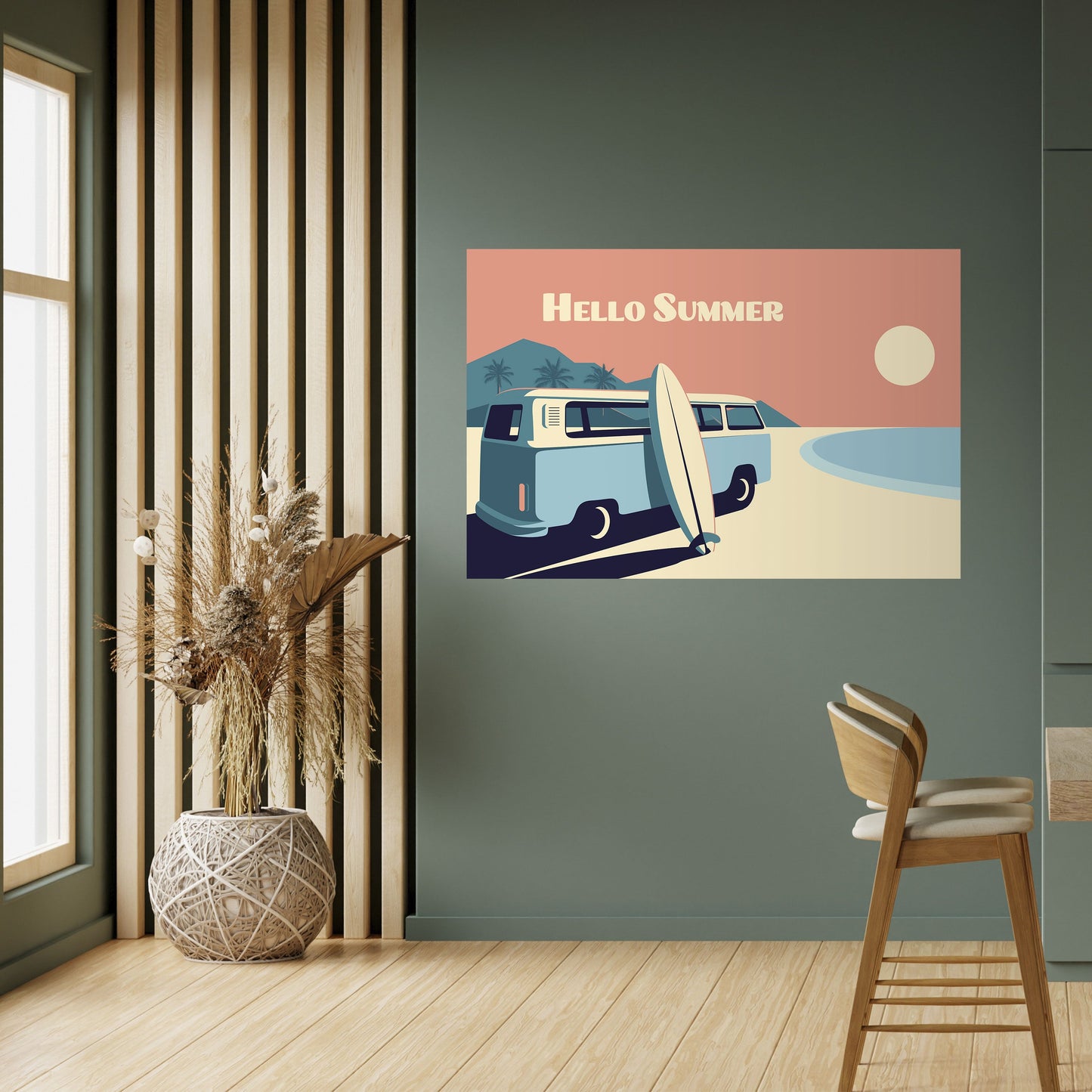 HELLO SUMMER Poster orizzontale staccabile e attaccabile
