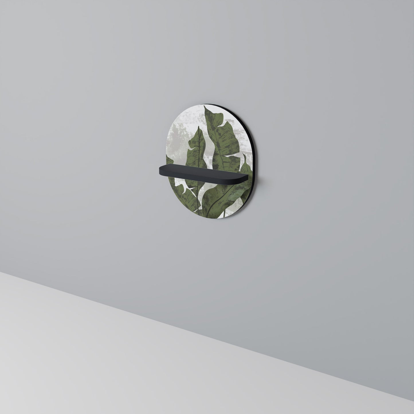 LEAF ECHO Oval Art Shelf In Black Finish