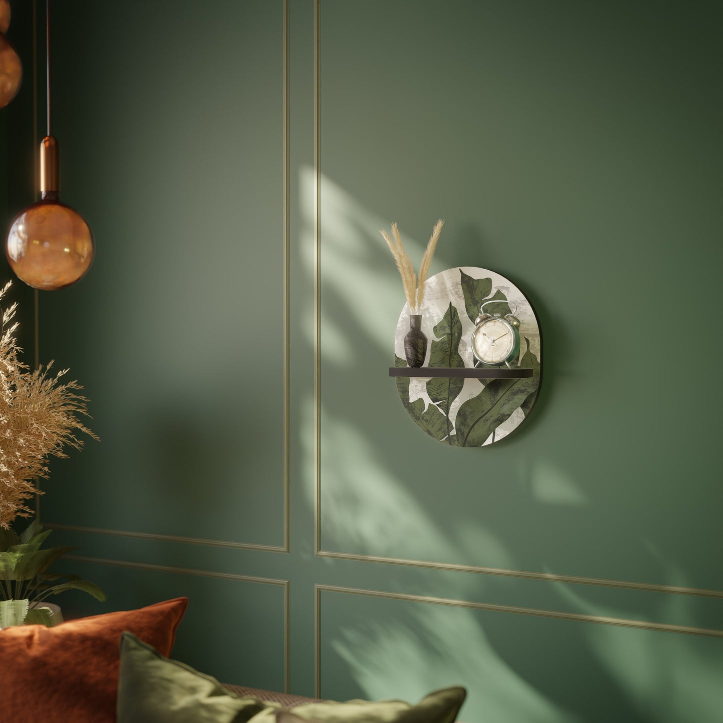 LEAF ECHO Oval Art Shelf In Black Finish