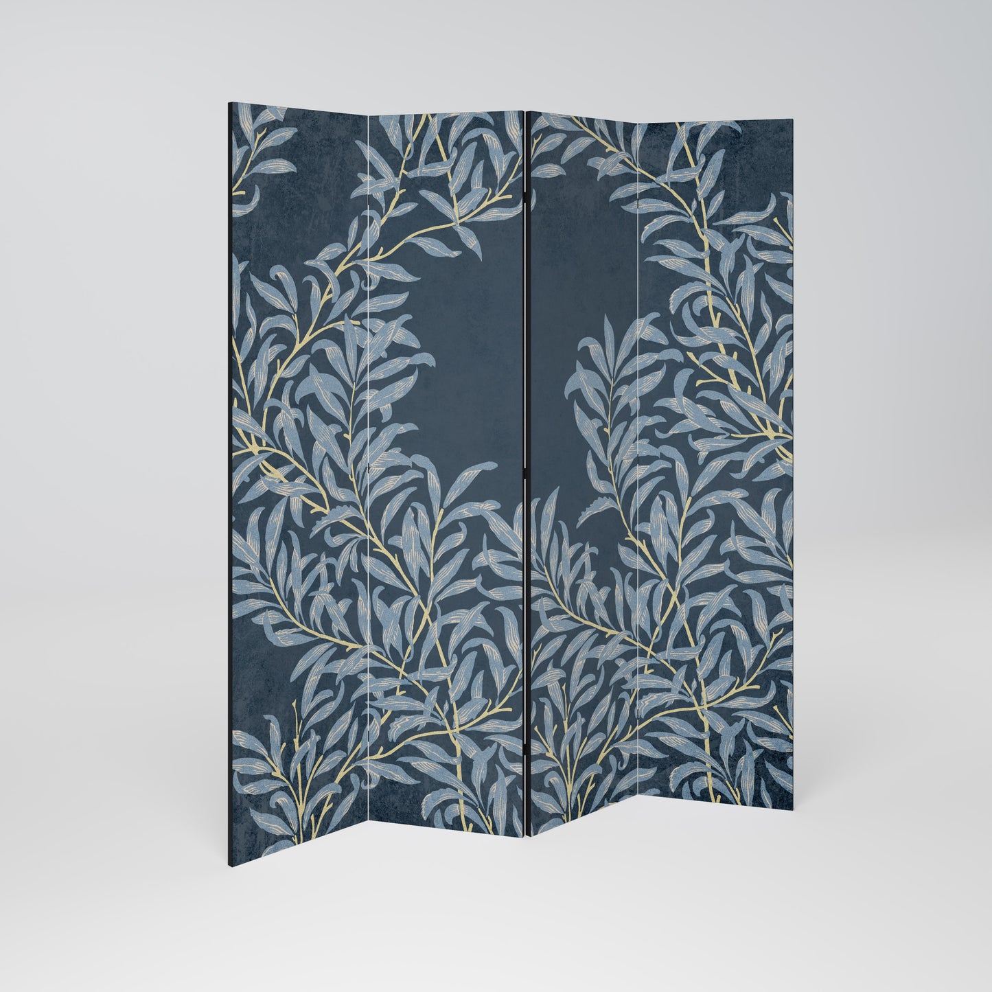 Divisorio decorativo per ambienti a 4 pannelli BLUE LEAVES