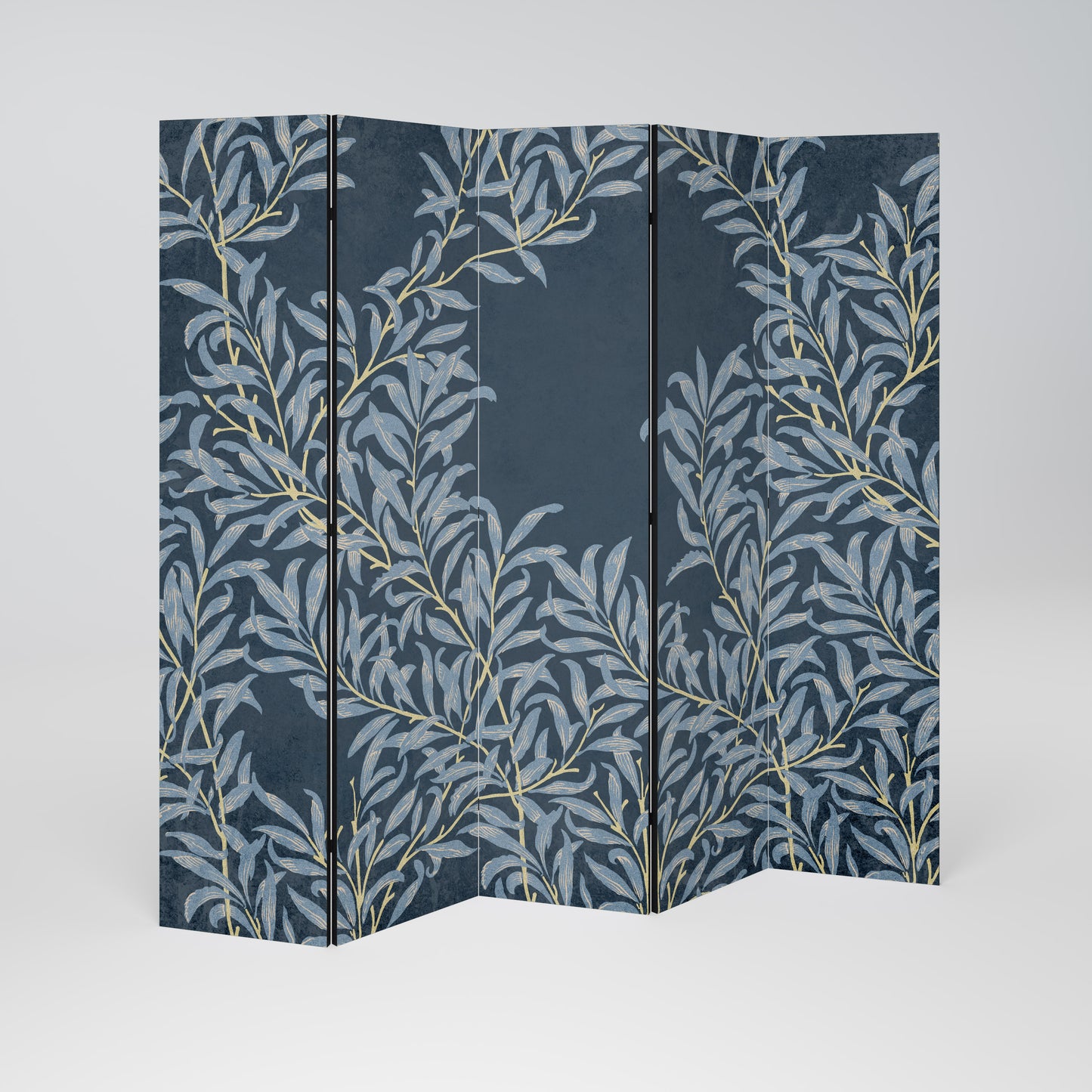 Divisorio decorativo per ambienti a 5 pannelli BLUE LEAVES