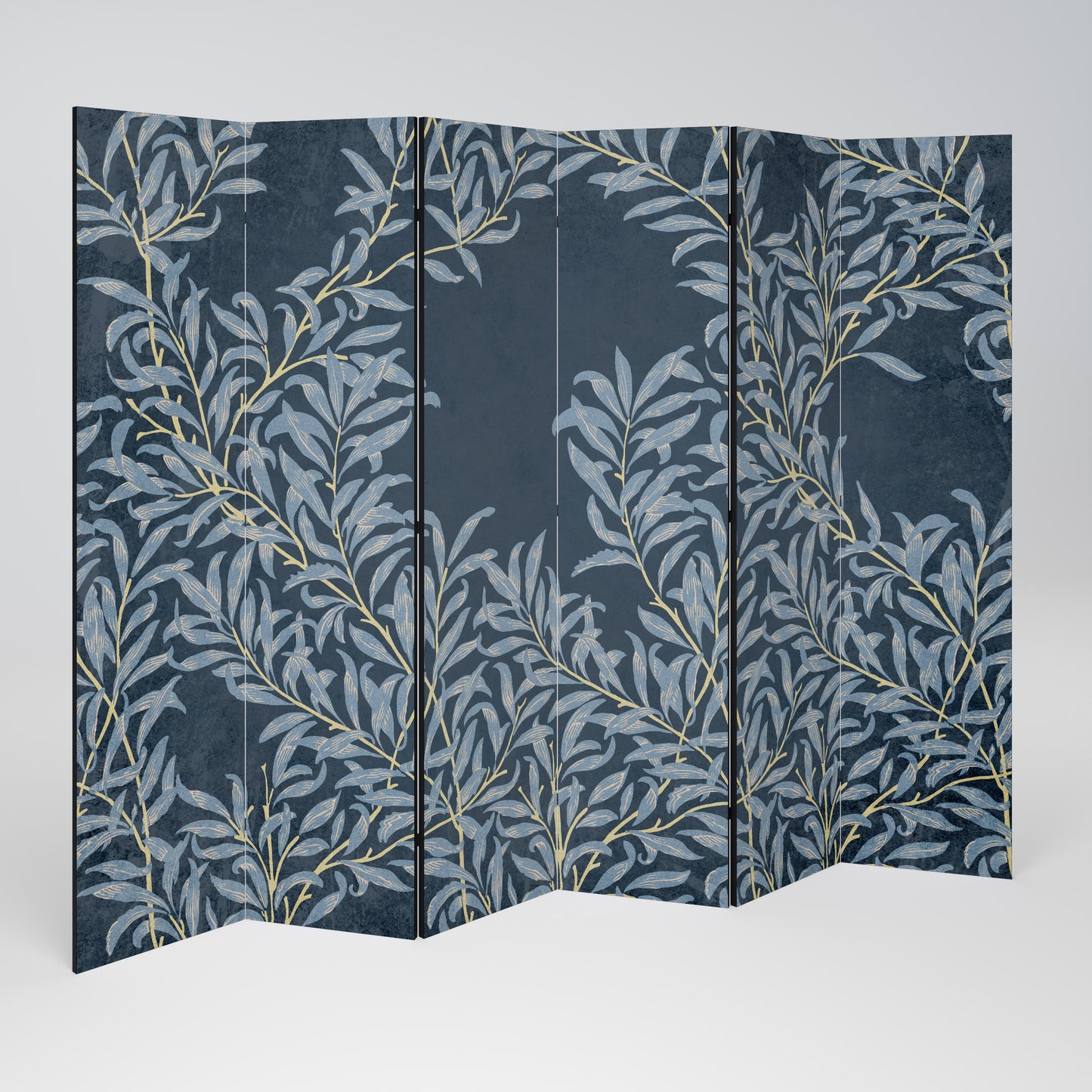 Divisorio decorativo per ambienti a 6 pannelli BLUE LEAVES