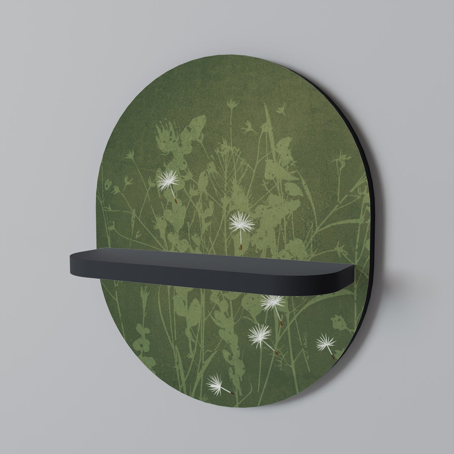 DANDELION HOLD Oval Art Shelf In Black Finish