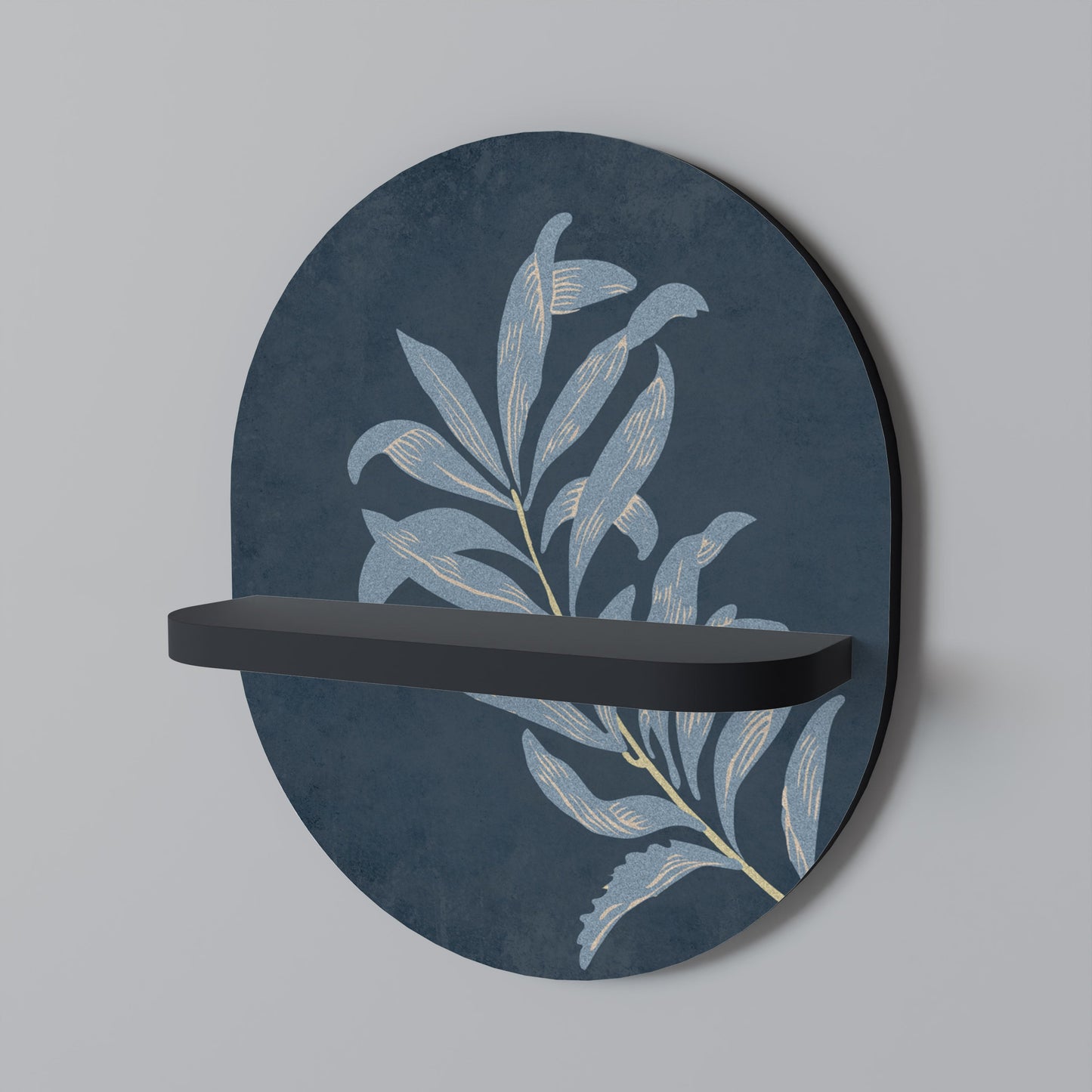 SHADOW BRANCH Oval Art Shelf In Black Finish
