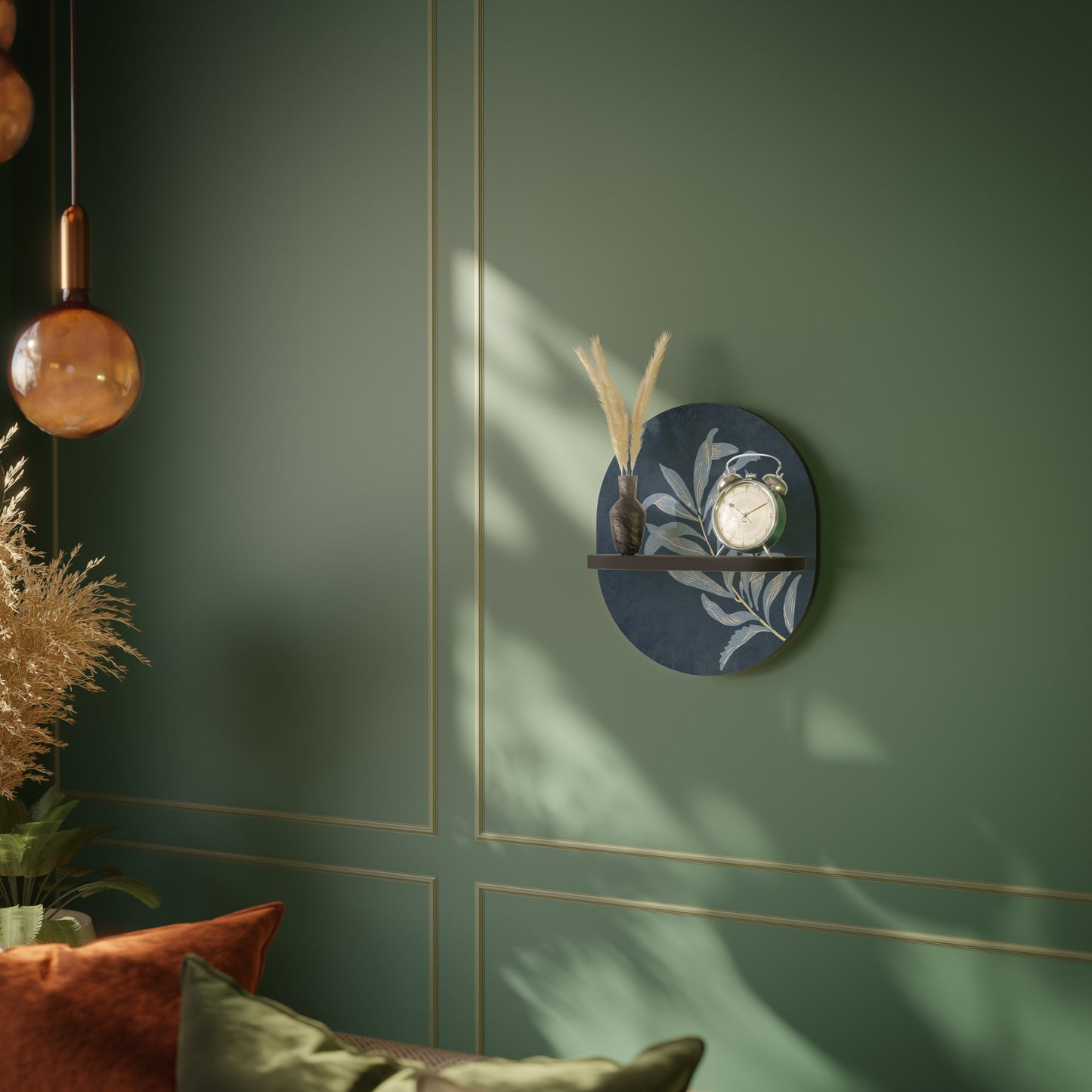 SHADOW BRANCH Oval Art Shelf In Black Finish