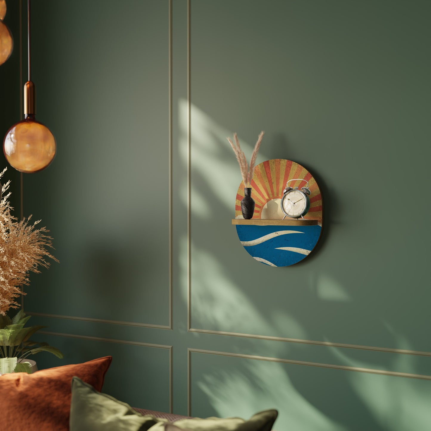 SUNNY SLIDE Mensola ovale per opere d'arte in effetto rovere