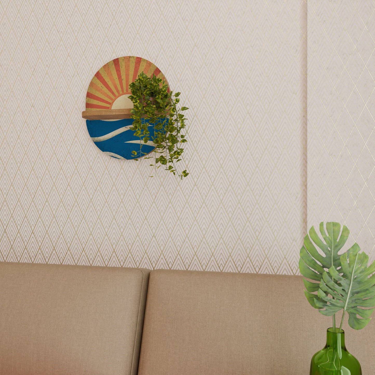 SUNNY SLIDE Mensola ovale per opere d'arte in effetto rovere