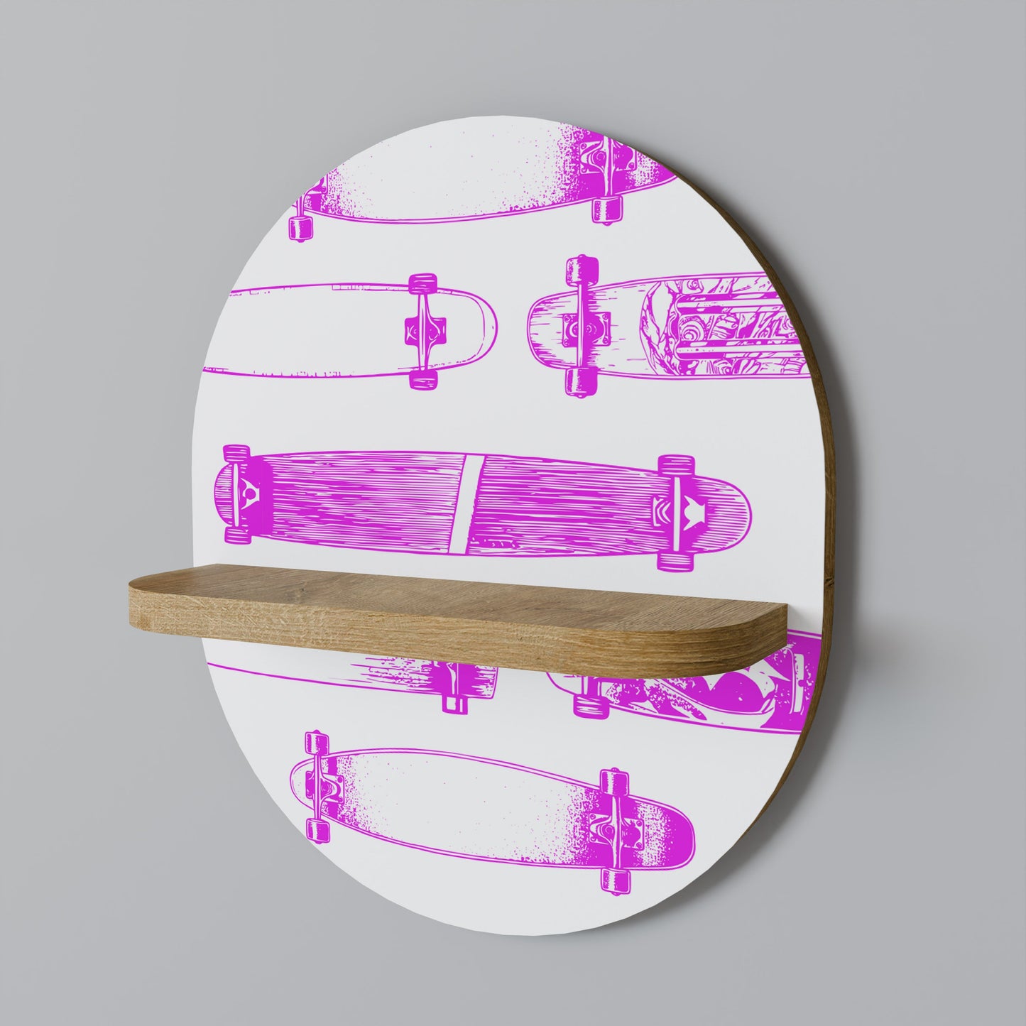 SKATEBOARD SKETCH Mensola ovale per arte in effetto rovere