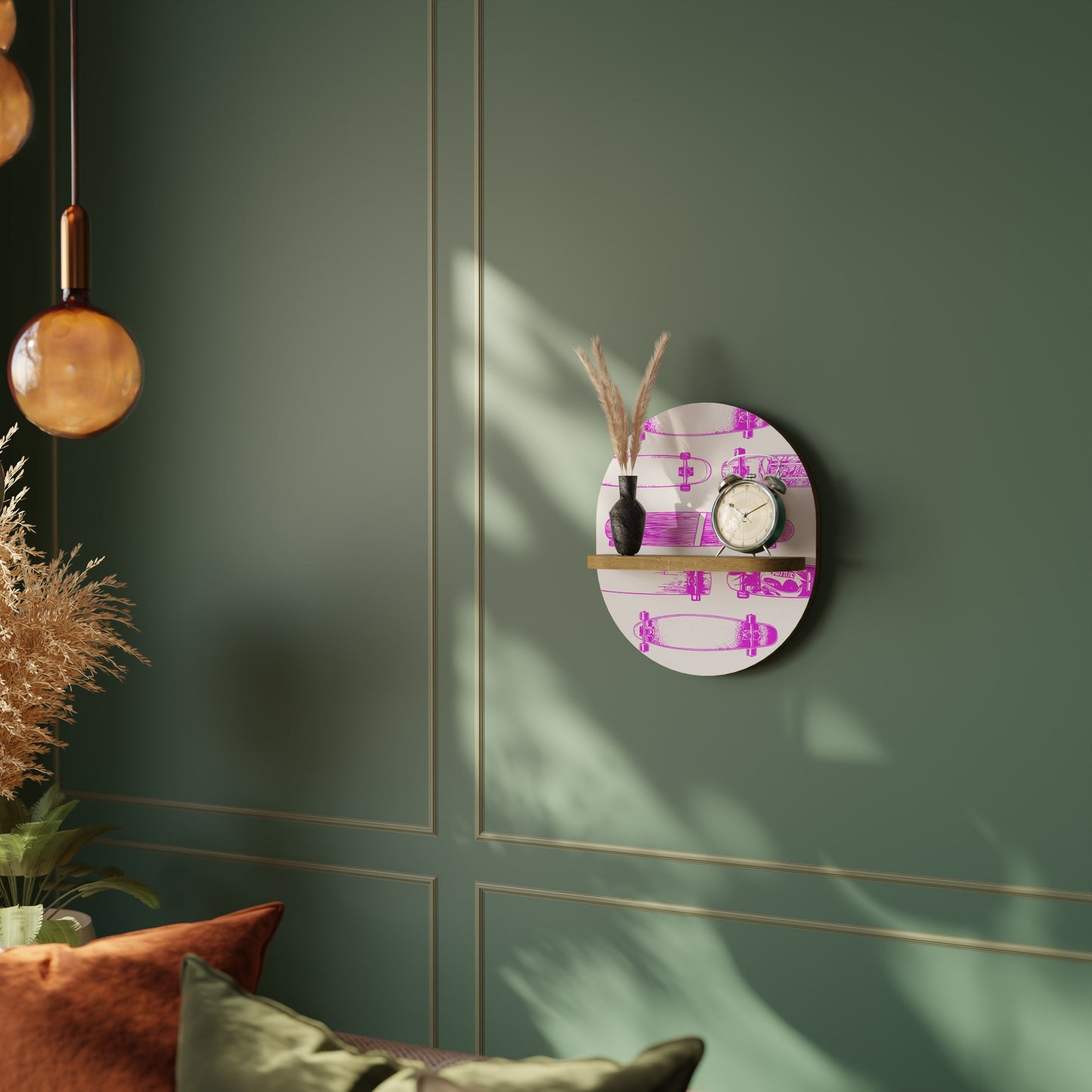 SKATEBOARD SKETCH Mensola ovale per arte in effetto rovere